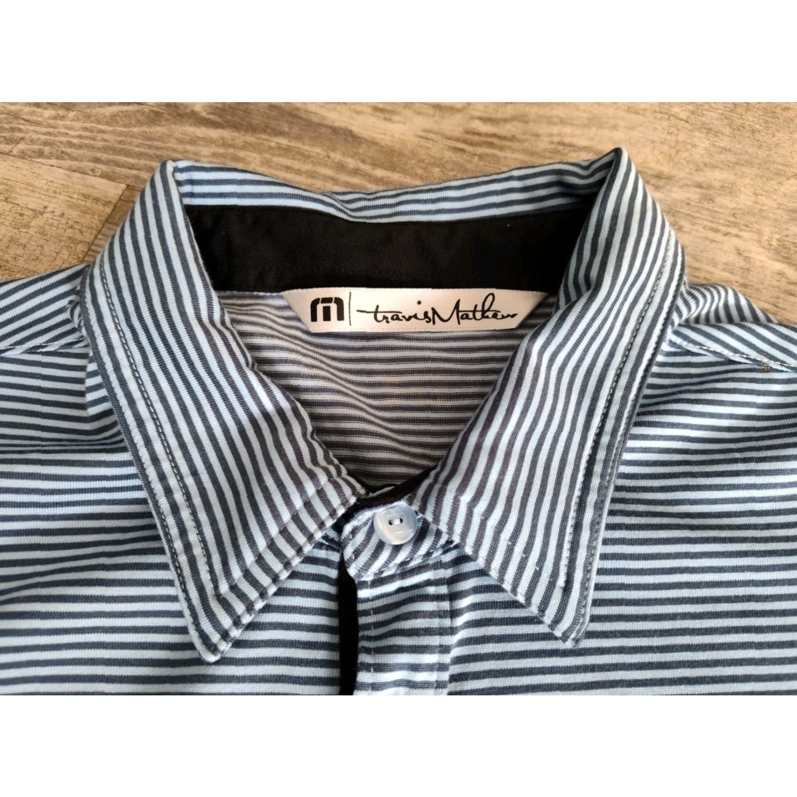 TravisMathew VINTAGE Travis Mathew Polo Shirt Men Large Blue Striped Embroidered Logo Short Sleeve Golf Activewear Size US L / EU 52-54 / 3 - 4 Thumbnail