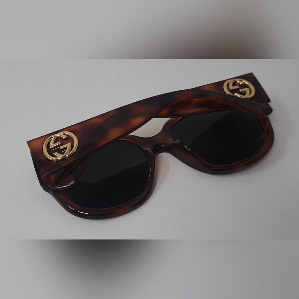 Gucci Gucci Womens Sunglasses Havana Green Gold Big Logo Square G Size ONE SIZE - 4 Thumbnail