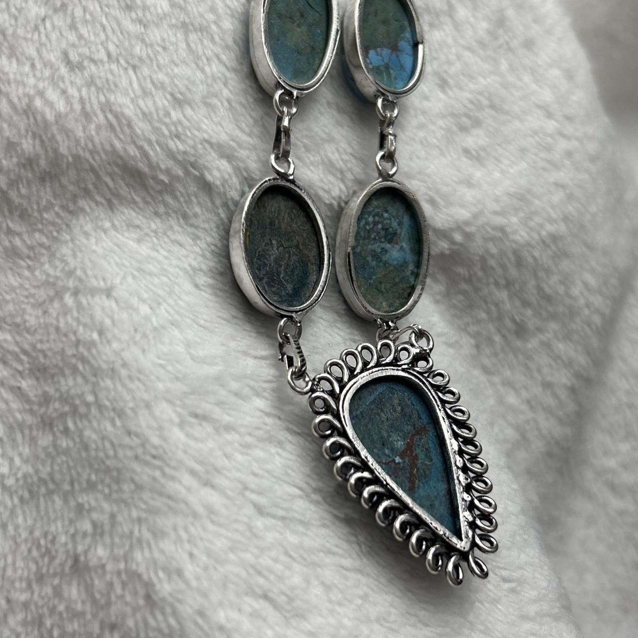 Jewelry Turquoise Natural Gemstone 925 Silver Plated 16” Necklace Size ONE SIZE - 7 Thumbnail