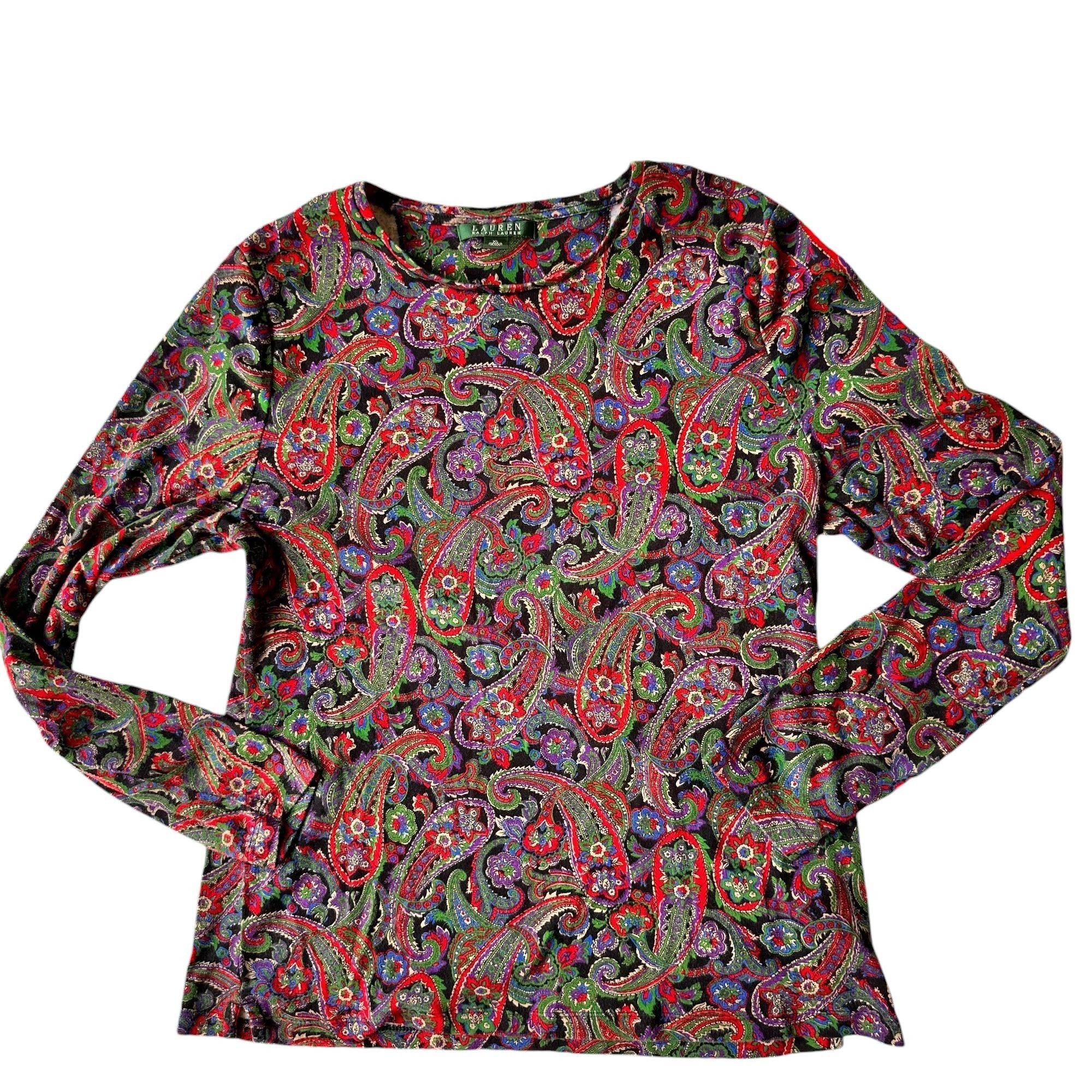 Lauren Ralph Lauren × Vintage VTG Lauren Ralph Lauren Long Sleeve Top XL Pullover Paisley Size XL / US 12-14 / IT 48-50 - 3 Thumbnail