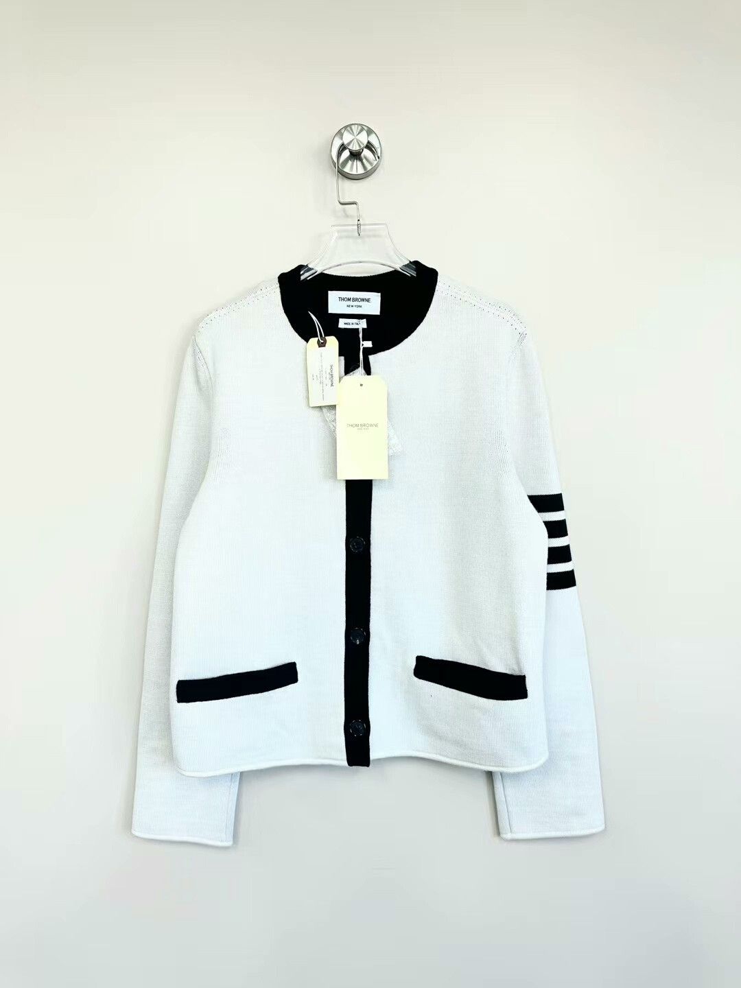 Thom Browne Thom Browne White Knit Cardigan Jacket Size S / US 4 / IT 40 - 1 Thumbnail