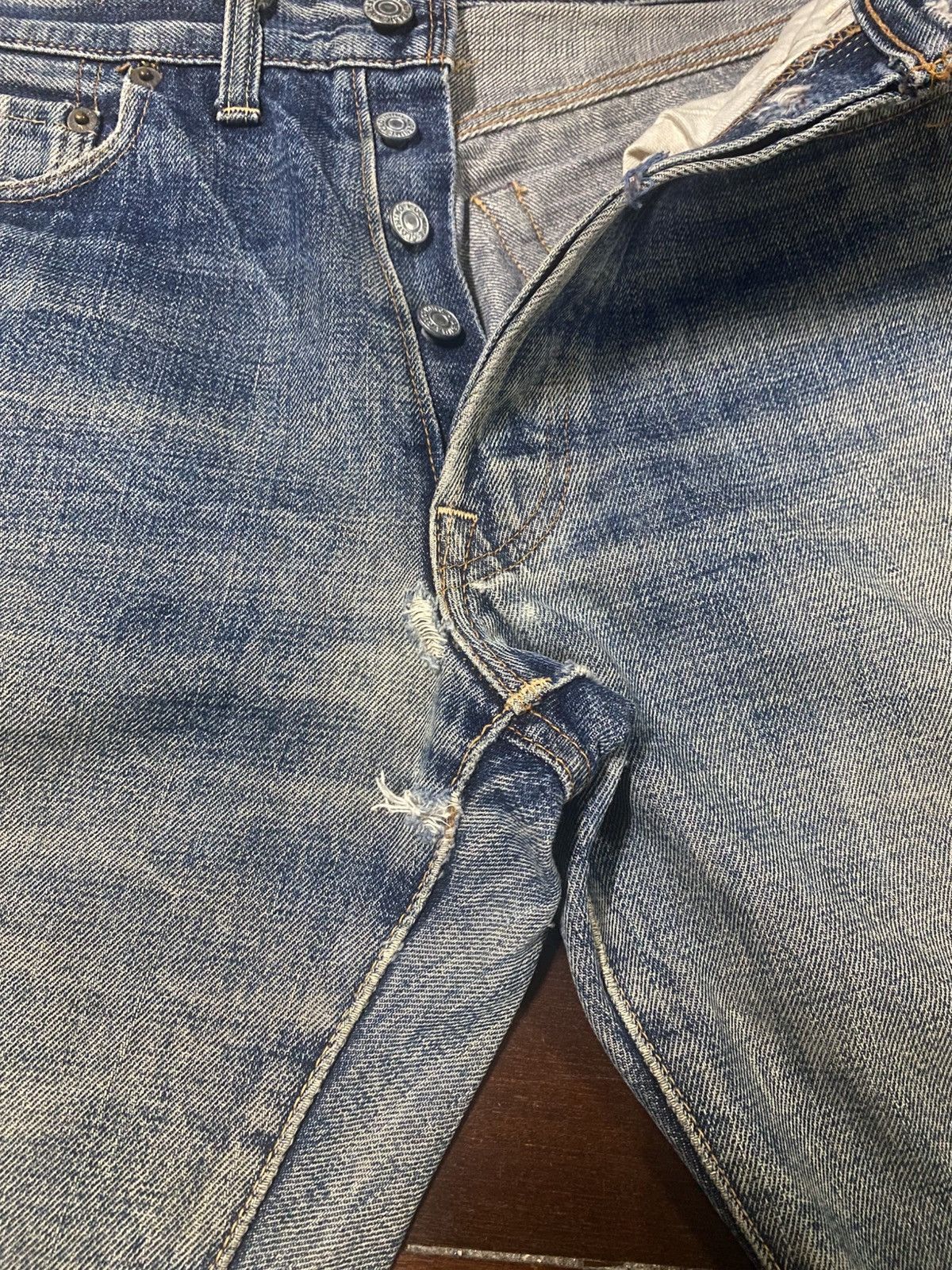 Denime Rare vintage 90s Denime Japan Distressed mud wash Selvedge Size US 30 / EU 46 - 12 Thumbnail