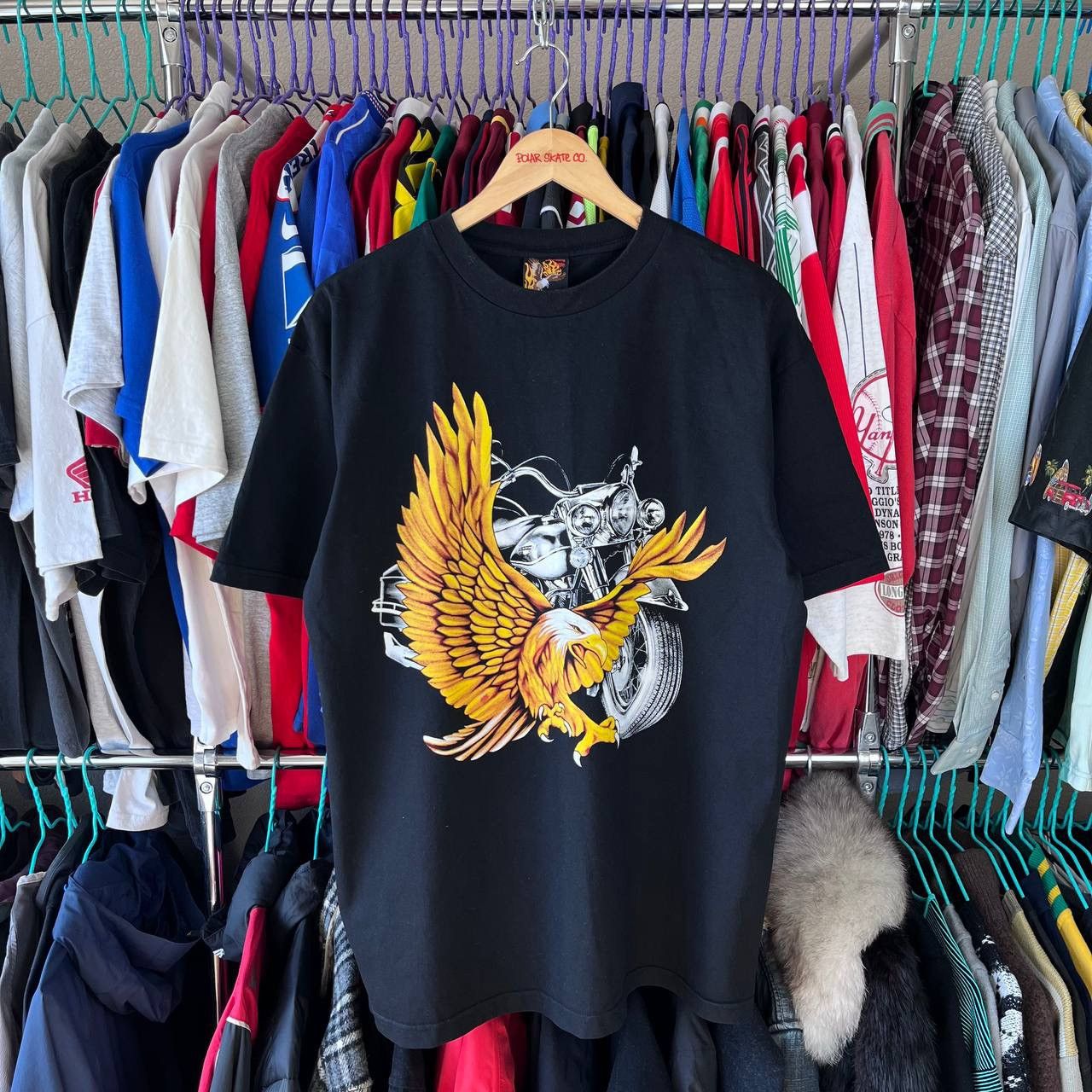 Harley Davidson × Vintage Vintage 90s Burning Eagle T Shirt Motorcycle Biker Racing Size US XL / EU 56 / 4 - 3 Thumbnail