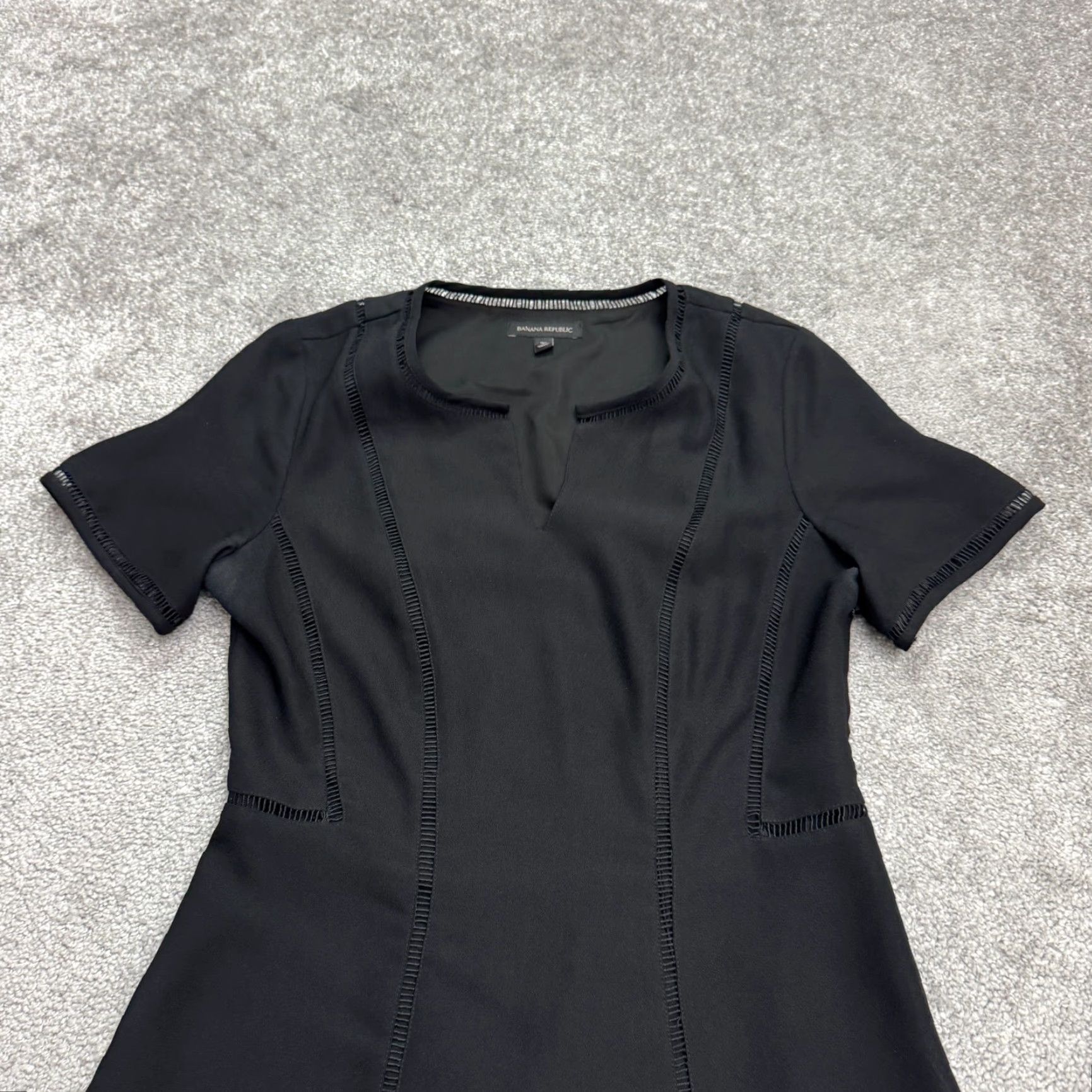 Banana Republic Banana Republic Dress Womens 6 Tall Black Midi Fit & Flare Ladder Stitch Classic Size M / US 6-8 / IT 42-44 - 5 Thumbnail