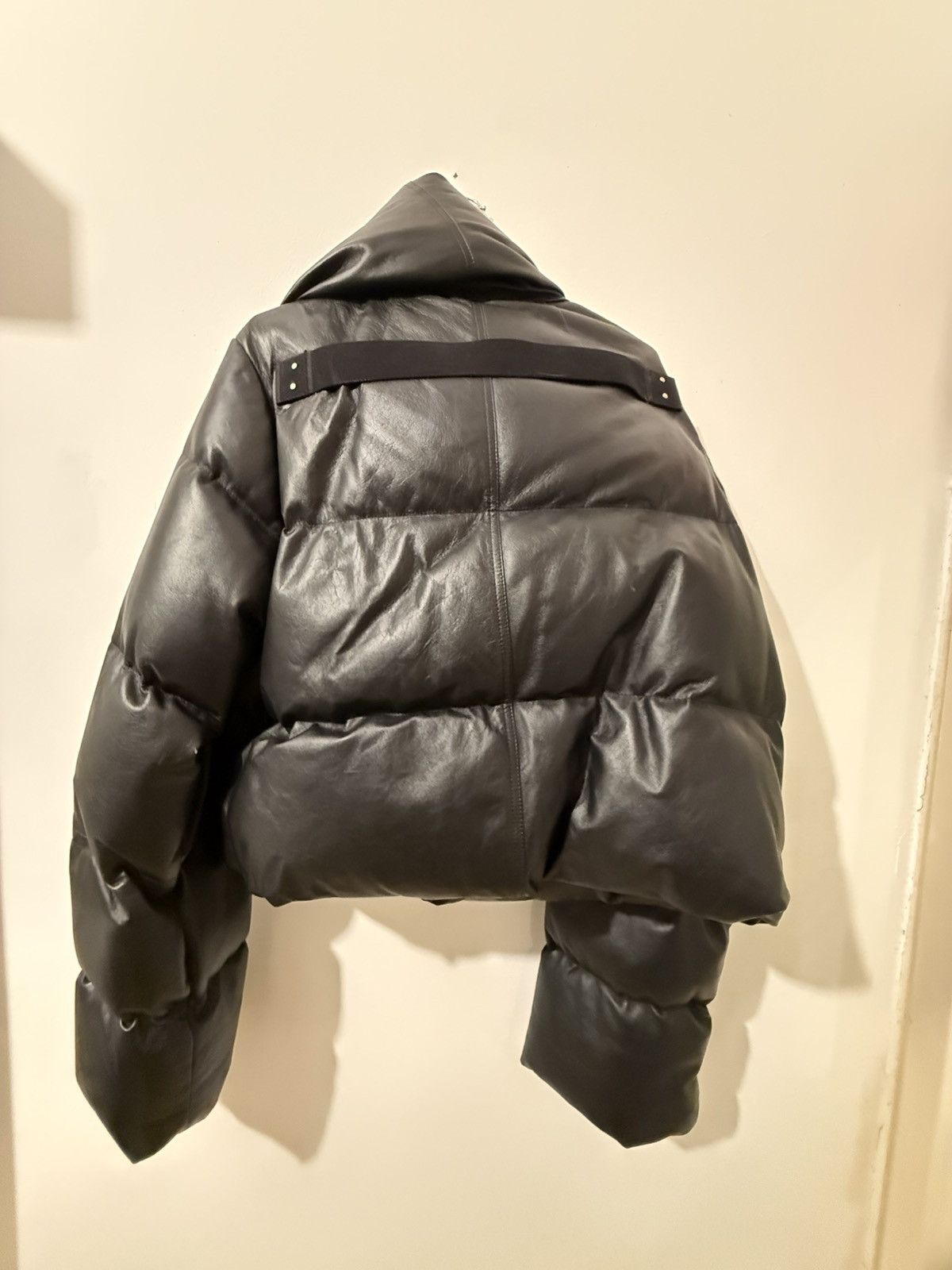 Rick Owens Rick Owens Leather Funnel Neck Down Puffer Jacket Size US M / EU 48-50 / 2 - 4 Thumbnail
