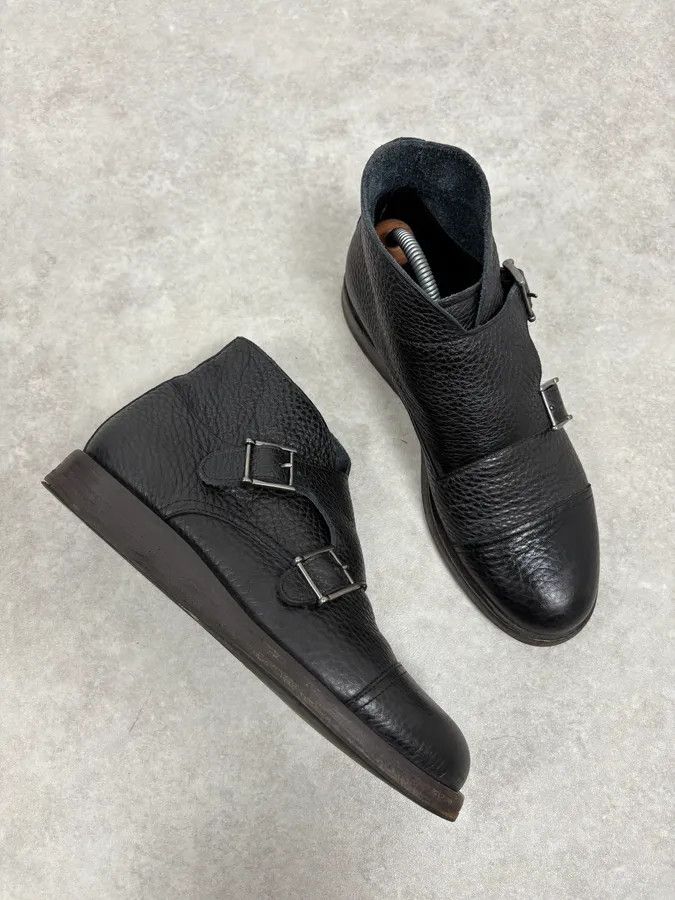 Emporio Armani 2010s Emporio Armani Black Buckle Leather Grained Boots Size US 6 / EU 39 - 3 Thumbnail