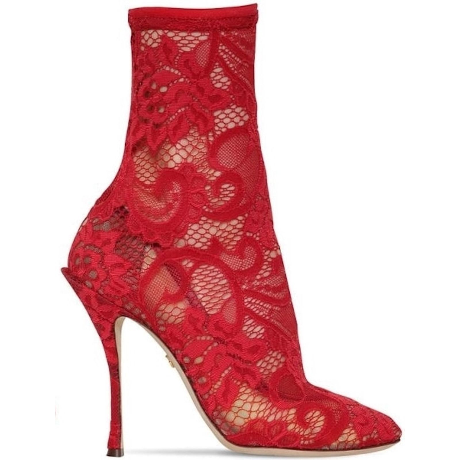 Dolce & Gabbana Dolce & Gabbana Stretch Lace Sock Ankle Boots Booties Red 36 Size US 6 / IT 36 - 1 Thumbnail