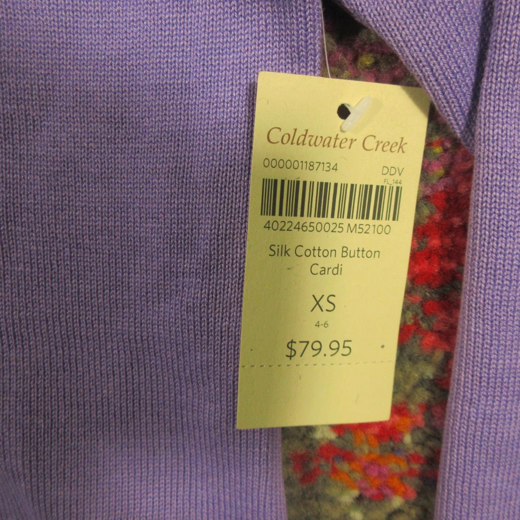 Coldwater Creek Coldwater Creek Cardigan Sweater Womens XS Purple Silk Cotton Button V-Neck Beaded NWT Size XS / US 0-2 / IT 36-38 - 5 Thumbnail
