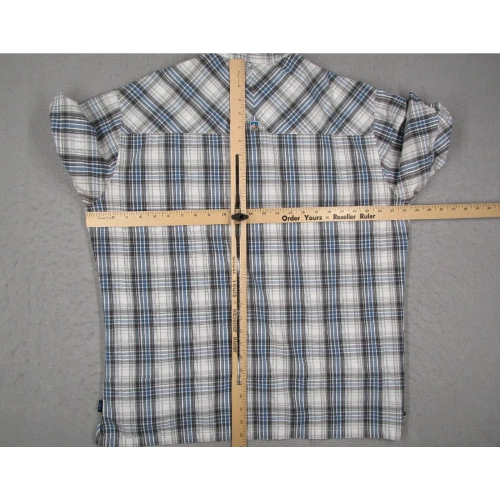 Vintage KUHL Shirt Men XL Blue Plaid Button-Up Short Sleeve SUNCEL Pocket Workwear Cotton Blend Classic Modern Bohemian Outdoor City Nature Size US XL / EU 56 / 4 - 4 Thumbnail