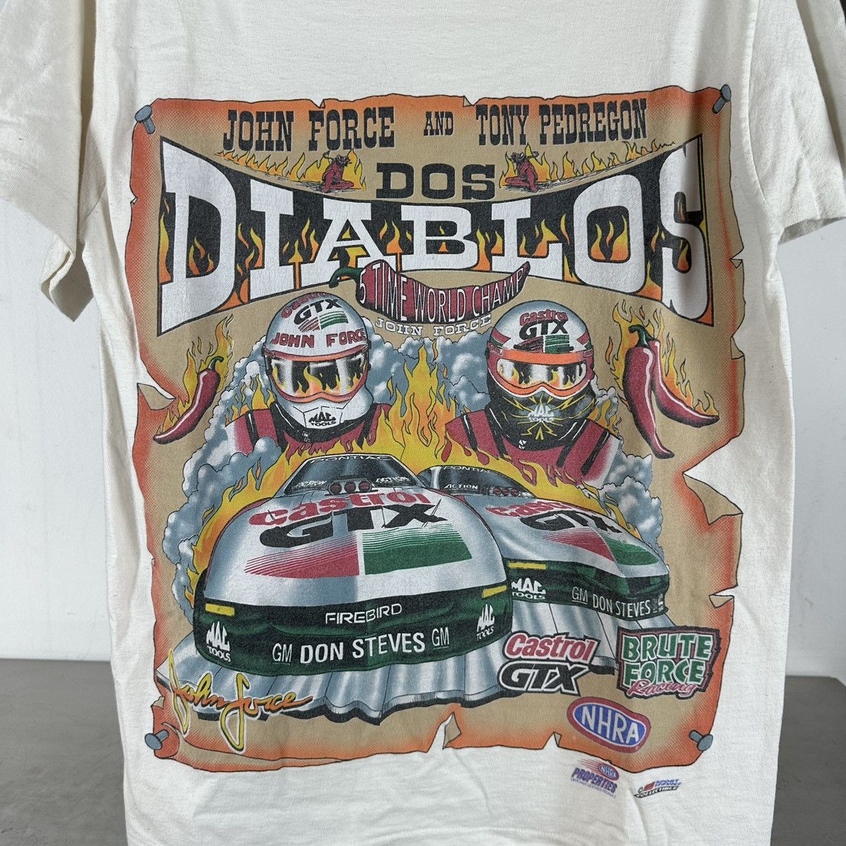 NASCAR × Vintage Vintage 90s Nascar Dos Diablos 5 Time World Champ T-shirt Size US M / EU 48-50 / 2 - 4 Thumbnail