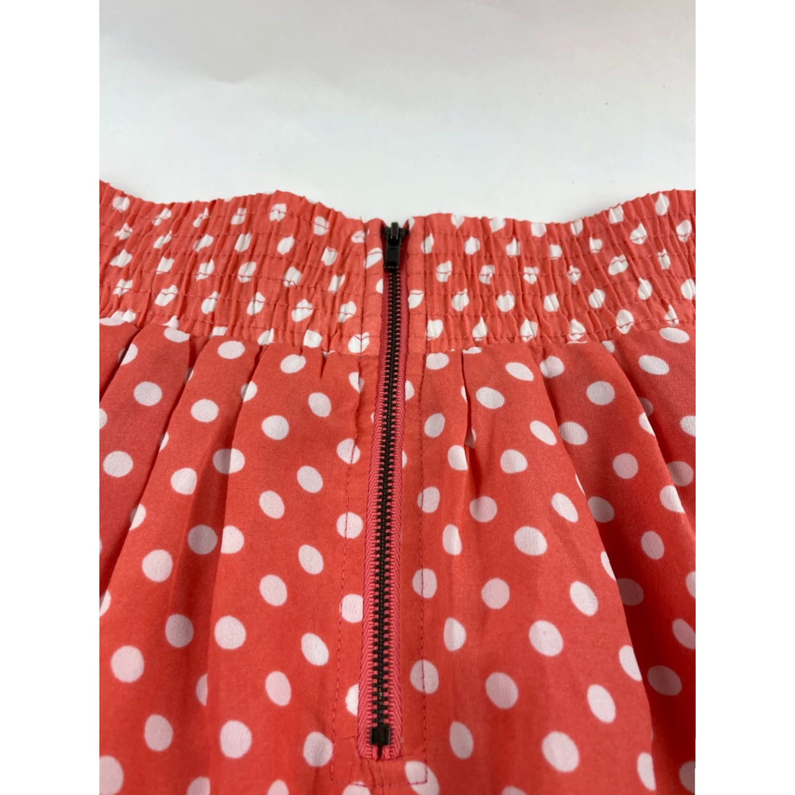 Pinko Ezra Skirt Women's Size Small Pink Coral Polka Dots A-line Short White Size 28" / US 6 / IT 42 - 4 Thumbnail