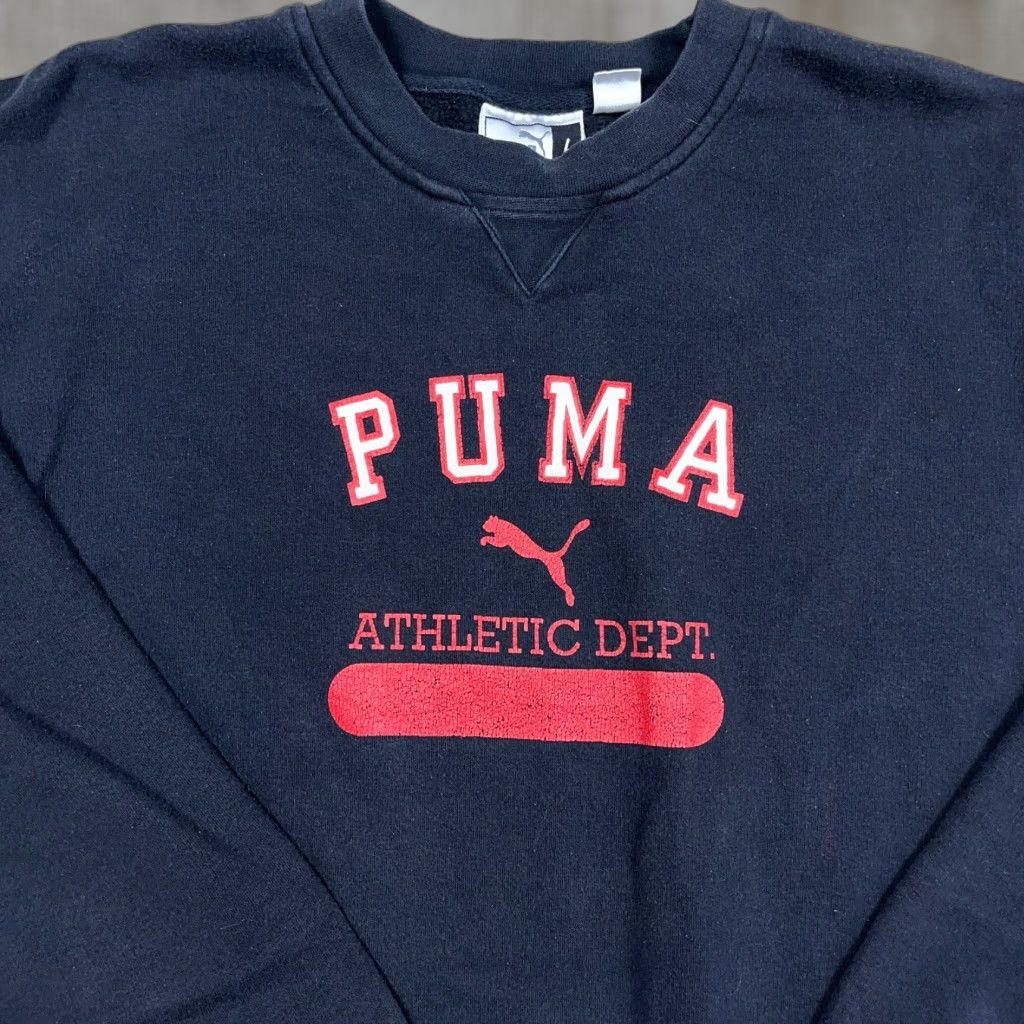 Puma VINTAGE PUMA Sweatshirt Men L Black Crewneck Logo Embroidered 90s Retro Pullover Sweatshirt - Cotton Blend Heavyweight Size US L / EU 52-54 / 3 - 1 Thumbnail