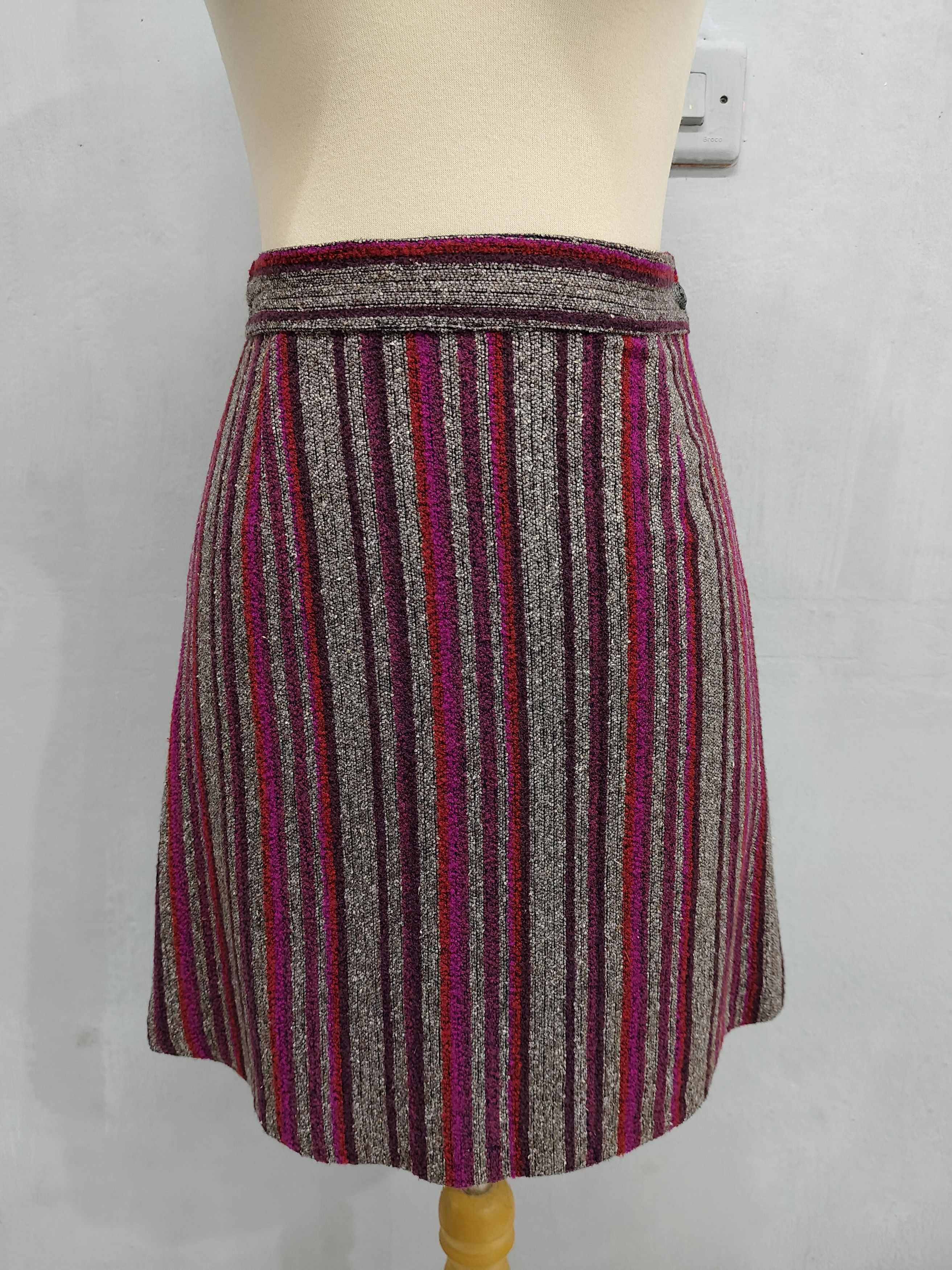 Versace Jeans Couture 80s Versace JC 🇮🇹 Archive Minimal Striped Wool Skirt Size 28" / US 6 / IT 42 - 2 Thumbnail
