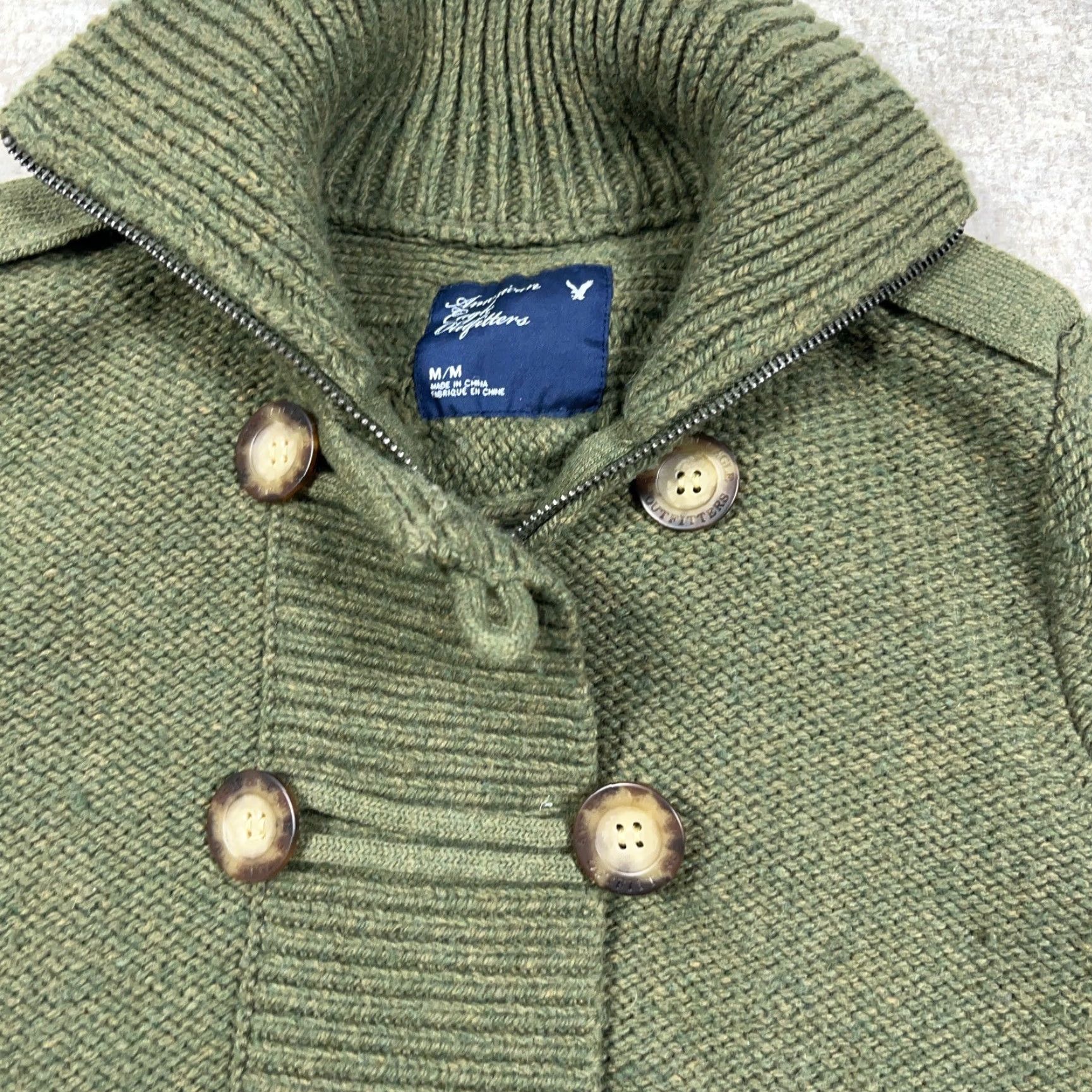 American Eagle Outfitters VINTAGE American Eagle Outfitters Cardigan Women M Gray Knit Wool Acrylic Nylon Heavy Military Army Pockets All Seasons Cardigan Size M / US 6-8 / IT 42-44 - 5 Thumbnail