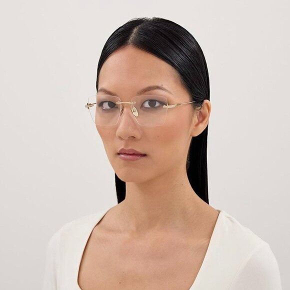 Gucci Gucci GG1938O 002 Eyeglasses Silver 54mm Rimless Square Fram Size ONE SIZE - 5 Thumbnail