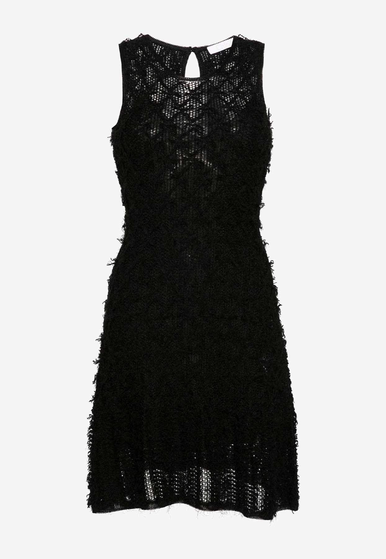 Chloe o1loc1c10425 Frayed Knit Mini Dress in Black Size M / US 6-8 / IT 42-44 - 1 Thumbnail