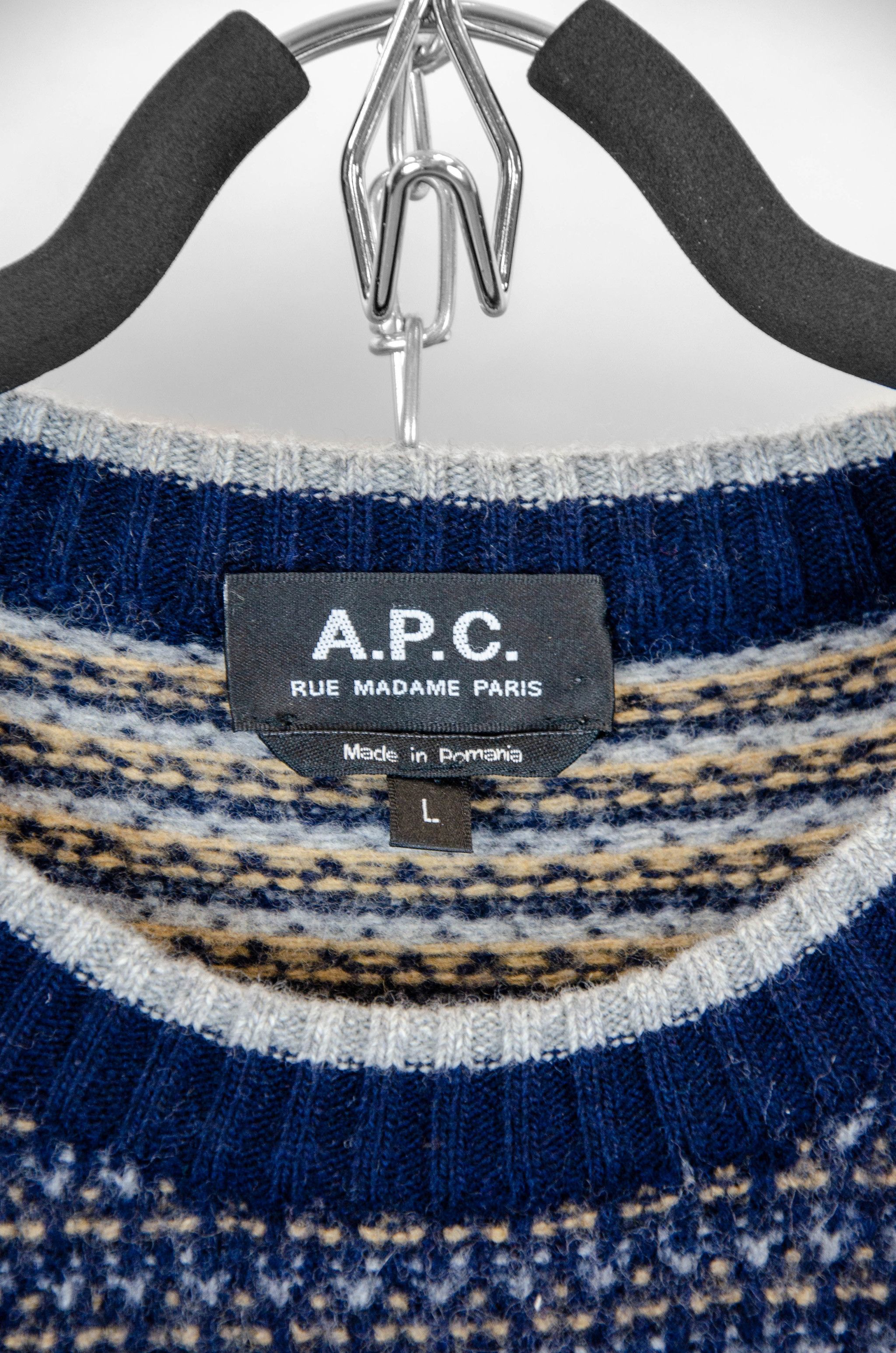 A.P.C. A.P.C. Ben Jacquard Wool Sweater Navy - Size L Size US L / EU 52-54 / 3 - 9 Thumbnail