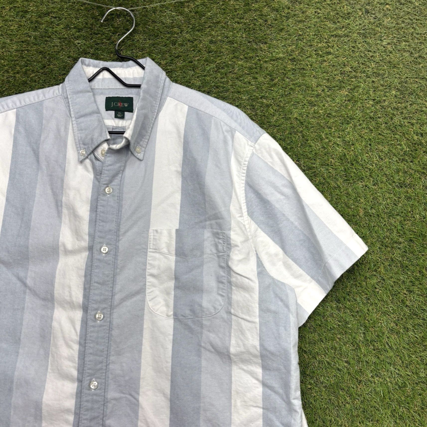 J.Crew VINTAGE J.CREW Oarsman Shirt Mens XL Striped Linen Cotton Button Short Sleeve Size US XL / EU 56 / 4 - 3 Thumbnail