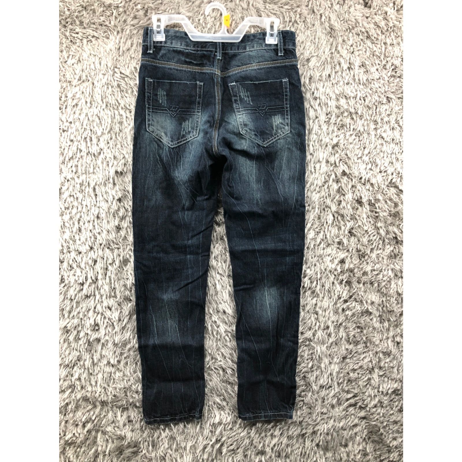 Denime Wear Jeans Mens Slim Straight Leg Dark Wash Blue Denim 29 in Rise Mid 5-Pocket Belt Loops Cotton Blend Jeans Wear Brand XS? Size US 29 - 5 Thumbnail