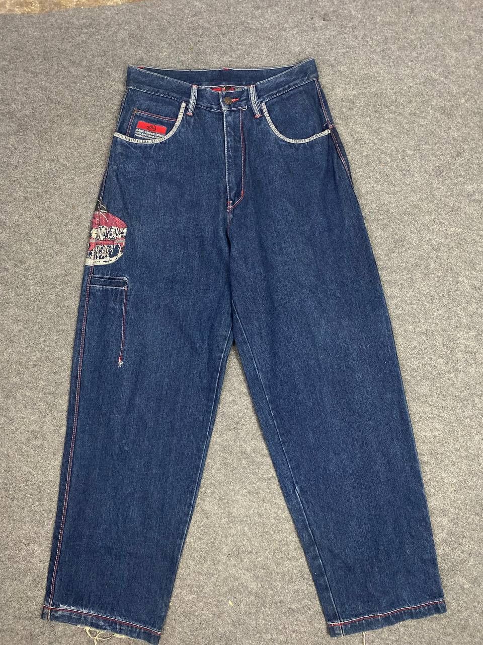 JNCO vintage school of hard knocks baggy denim embroided Size US 33 - 8 Thumbnail