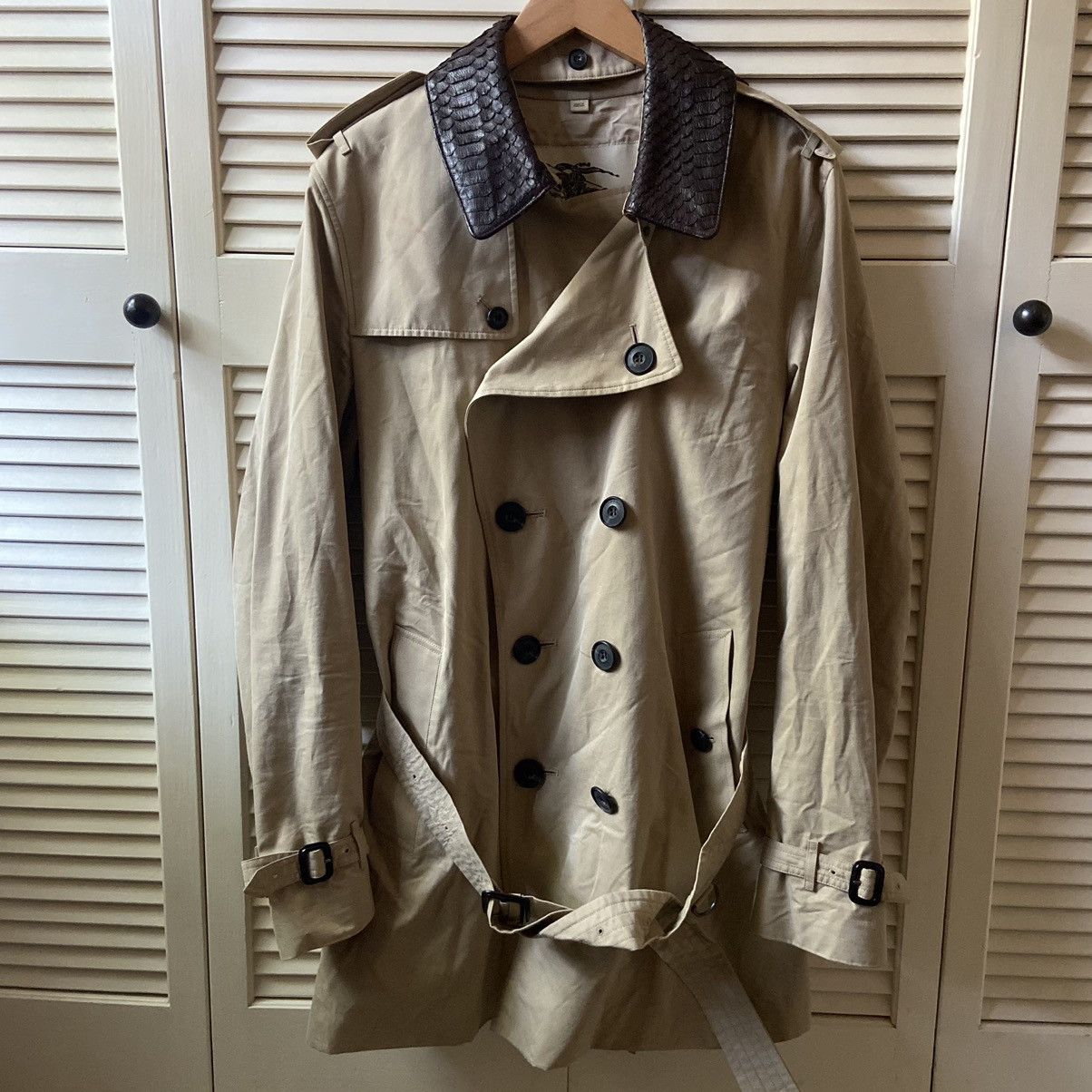 Burberry × Burberry Prorsum Burberry London Trench Coat Python Skin Collar Brown Tan Size US L / EU 52-54 / 3 - 1 Thumbnail
