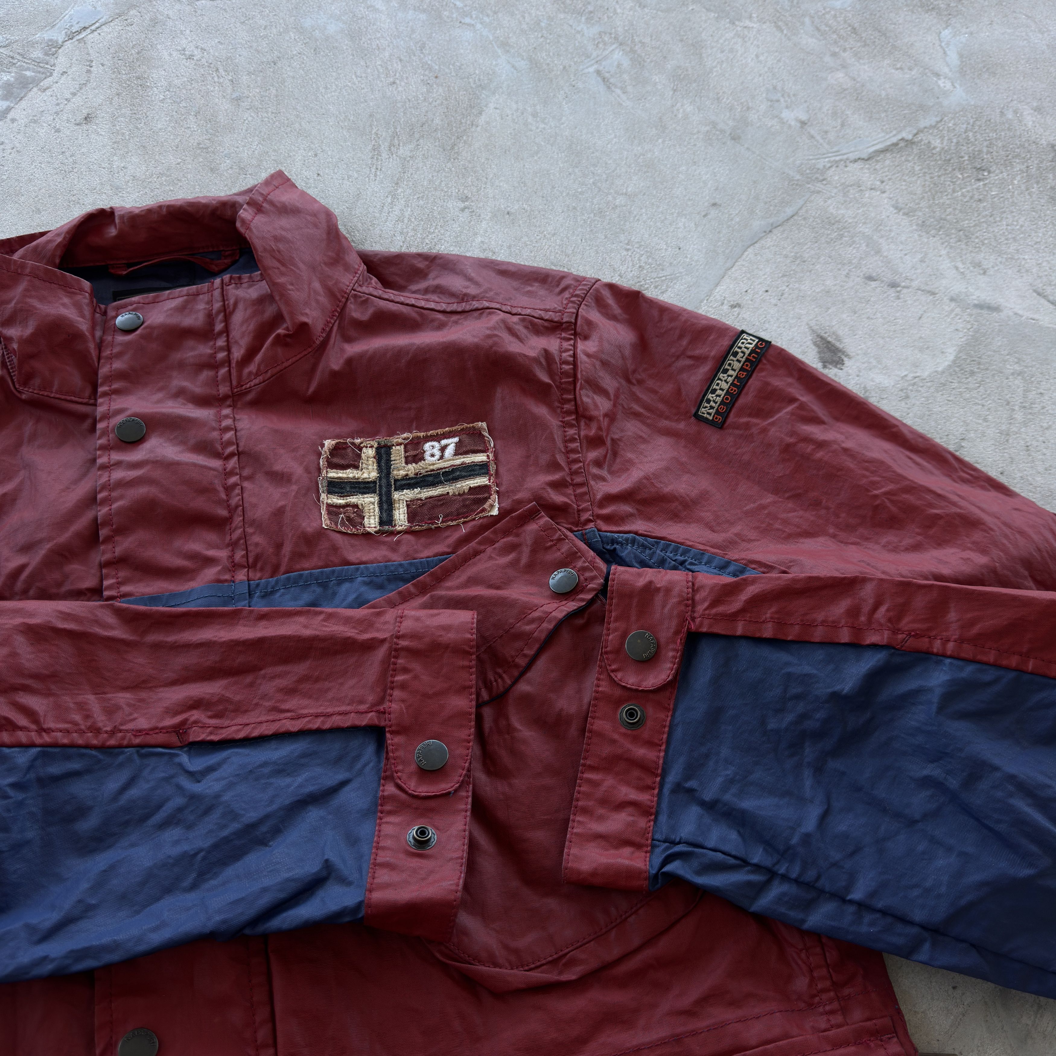 Napapijri Vintage Napapijri Field Jacket Waxed Effect Coat Flag Patch Size US XXL / EU 58 / 5 - 4 Thumbnail