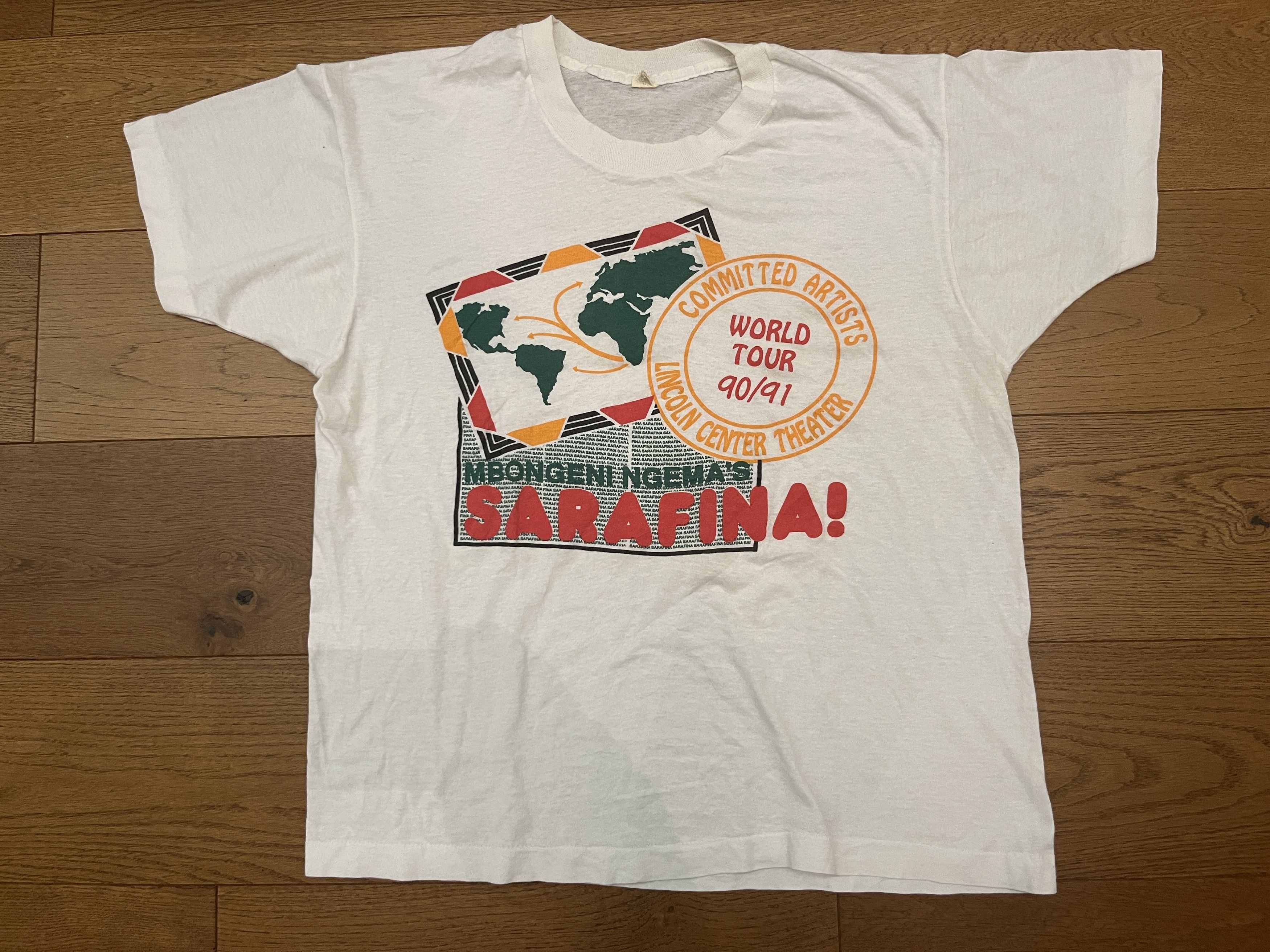 Vintage Vtg 1990 Sarafina! World Tour Single Stitch Screen Stars Tee Size US XL / EU 56 / 4 - 1 Thumbnail