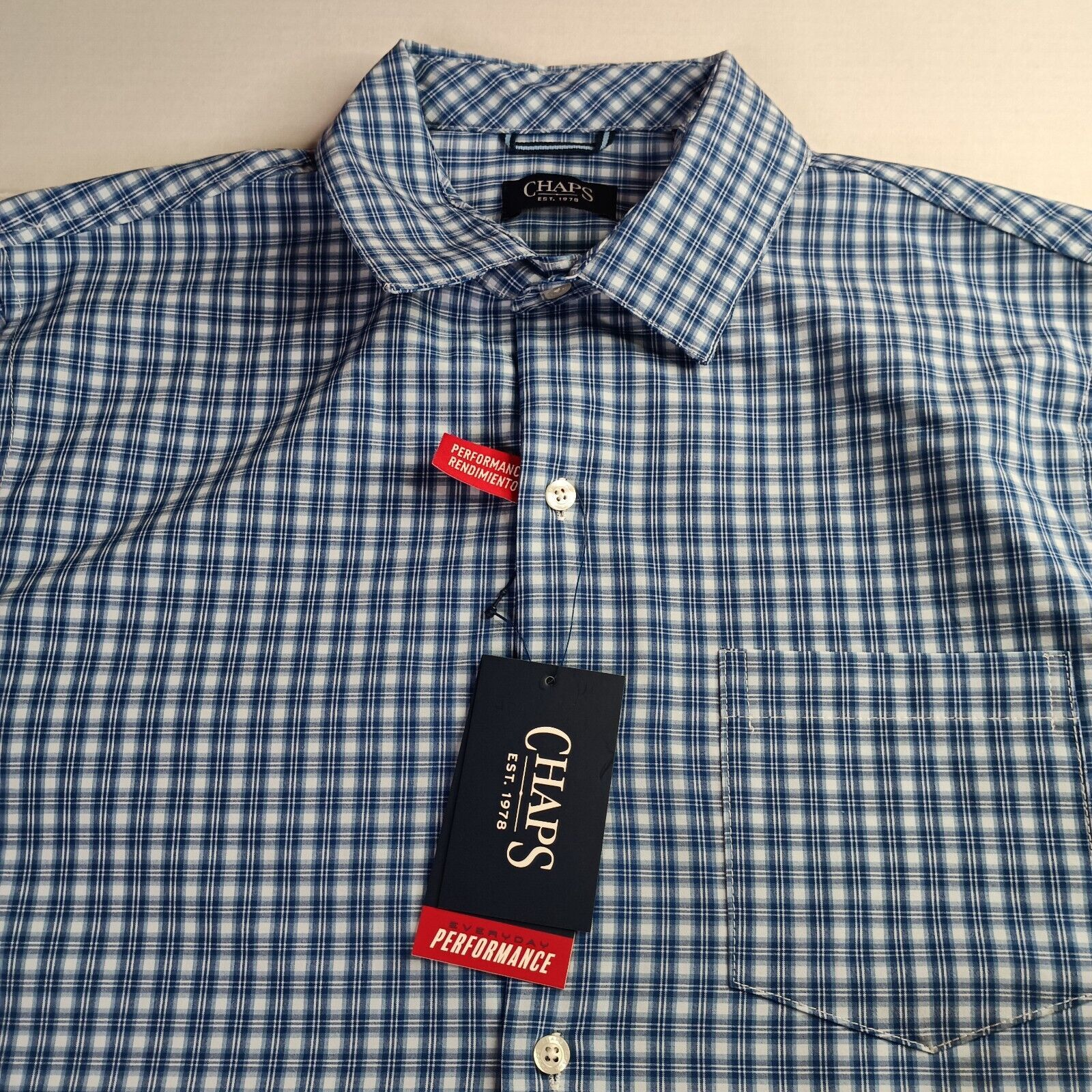 Chaps Chaps Plaid Shirt Men's L Large Blue Performance Classic Fit Size US L / EU 52-54 / 3 - 3 Thumbnail