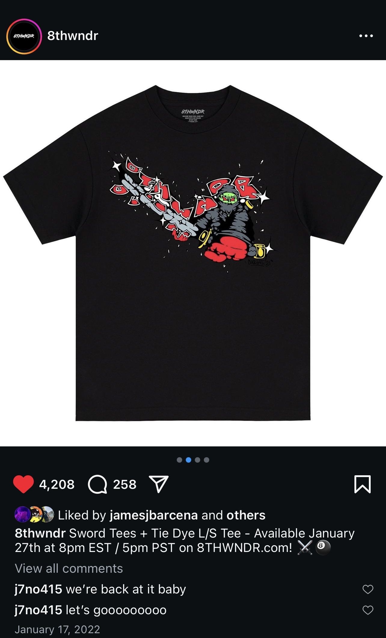 8THWNDR Sword T-Shirt Black Size US L / EU 52-54 / 3 - 1 Thumbnail