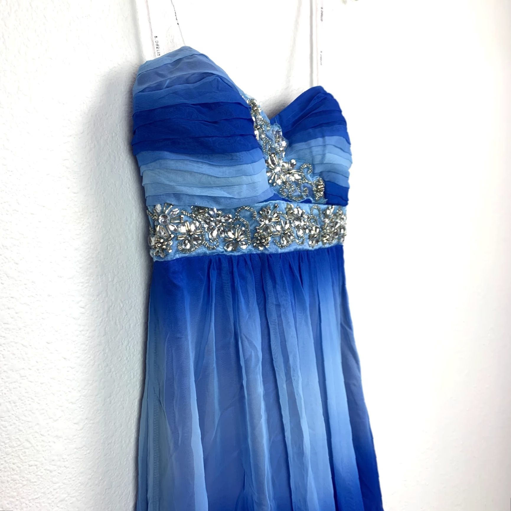 Vintage VINTAGE B. Darlin Maxi Prom Dress Blue 7/8 Y2K Eveningwear Long Formal Size M / US 6-8 / IT 42-44 - 2 Thumbnail
