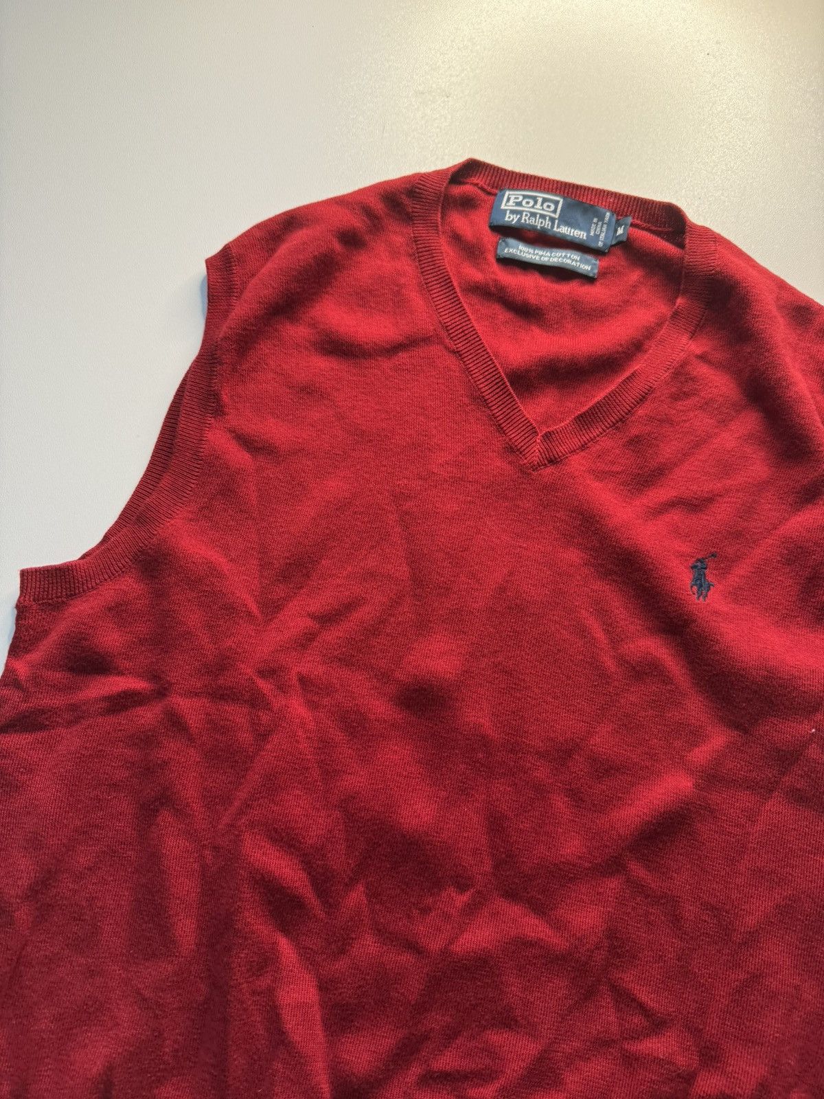 Polo Ralph Lauren × Vintage LACOSTE RED COTTON SWEATER VEST WITH V-NECK & RIBBED HEM Size US M / EU 48-50 / 2 - 8 Thumbnail