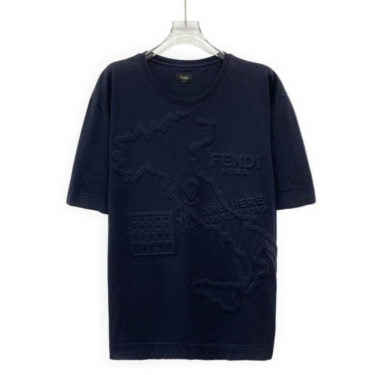 Fendi Fendi Dark Navy Map Letter Short Sleeve T-shirt K26WX Size US M / EU 48-50 / 2 - 1 Thumbnail