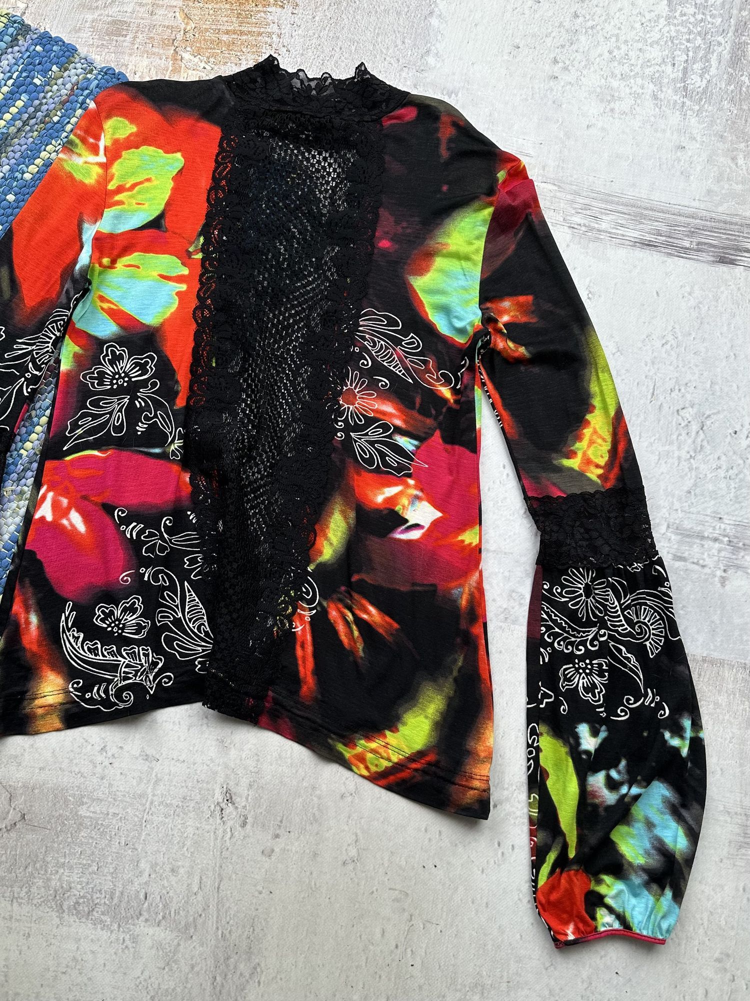 Vintage Vintage Asymmetry Printed Blouse A53(261) Size M / US 6-8 / IT 42-44 - 9 Thumbnail
