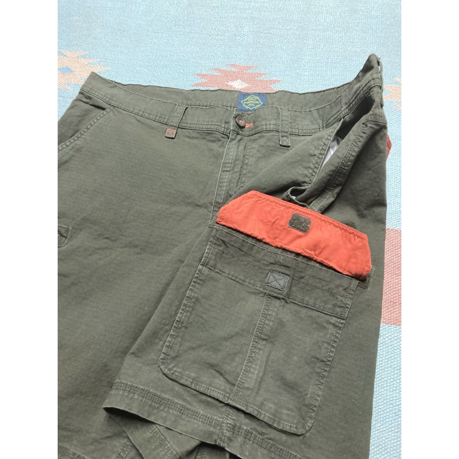 Vintage St. John’s Bay Cargo Shorts Ripstop Dark Green Hi Vis Orange Utility Men’s 42 Size US 42 / EU 58 - 3 Thumbnail