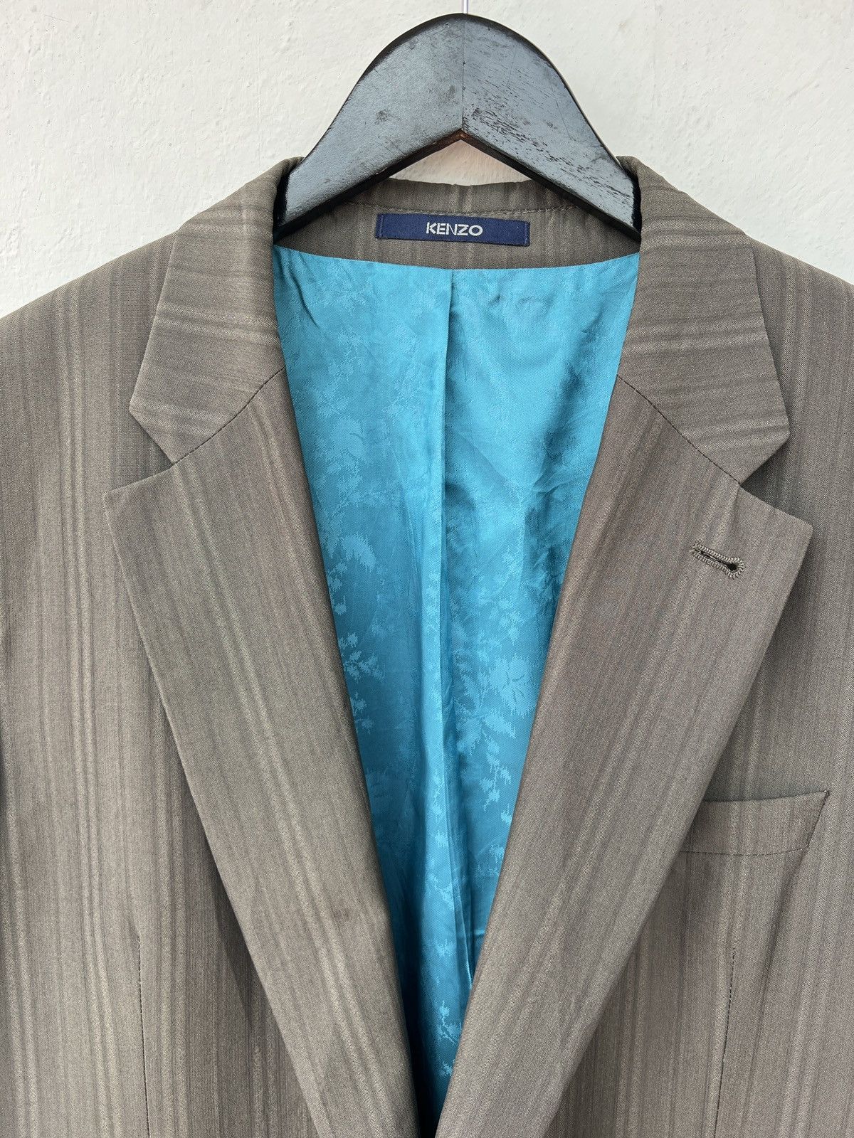 Kenzo Kenzo Homme Vintage Grey Striped Wool-Silk Blazer XL Size 46R - 1 Thumbnail