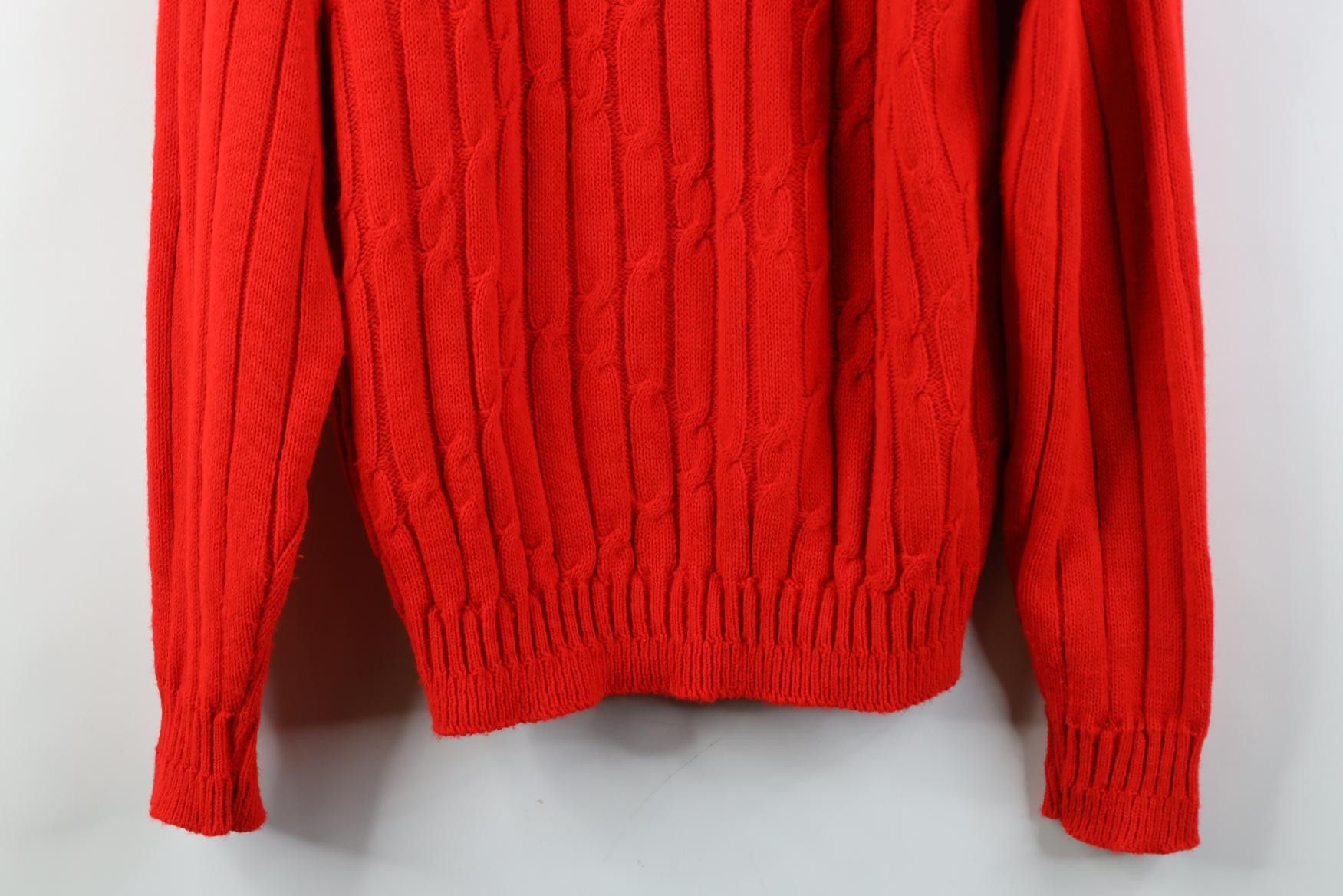 Vintage Vintage 70s Streetwear Cable Knit Crewneck Sweater Red USA Size US M / EU 48-50 / 2 - 3 Thumbnail