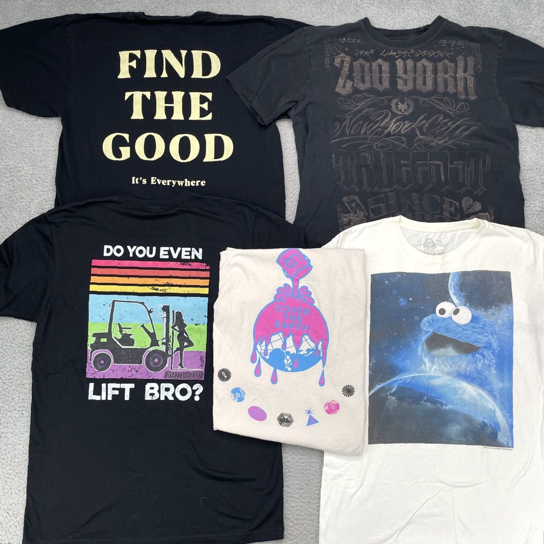Zoo York T Shirt Lot - Zoo York Mens Large T-Shirt (5-Pack) Surf Skate Y2K Graphic Multicolor Crew Neck Cotton All Seasons Regular Fit Mens Size US L / EU 52-54 / 3 - 3 Thumbnail
