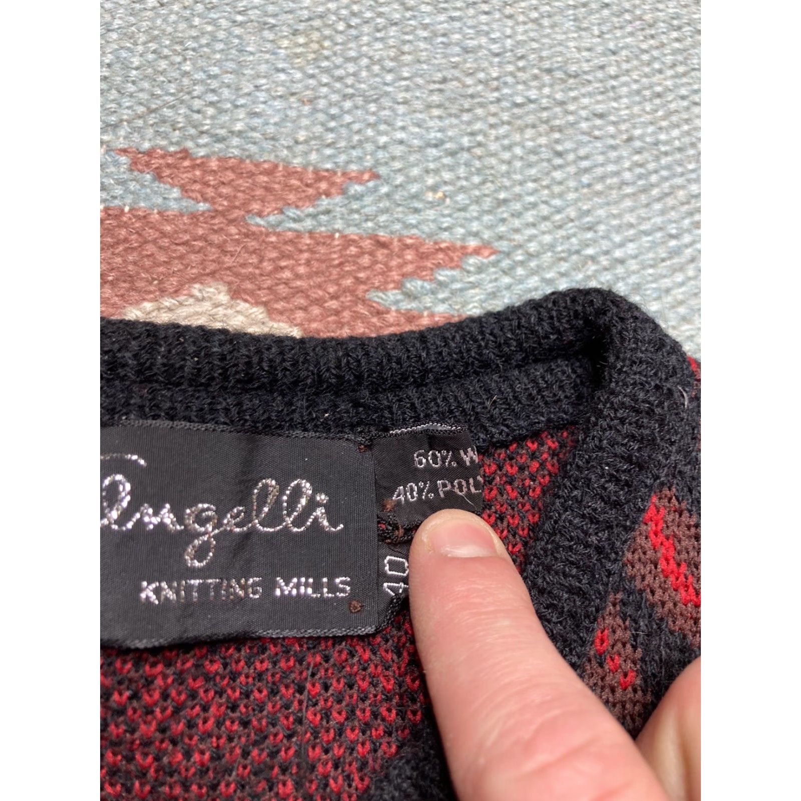 Vintage VINTAGE Angelli wool blend cardigan sweater button argyle diamond large Womens Cardigan L Red Size L / US 10 / IT 46 - 5 Thumbnail