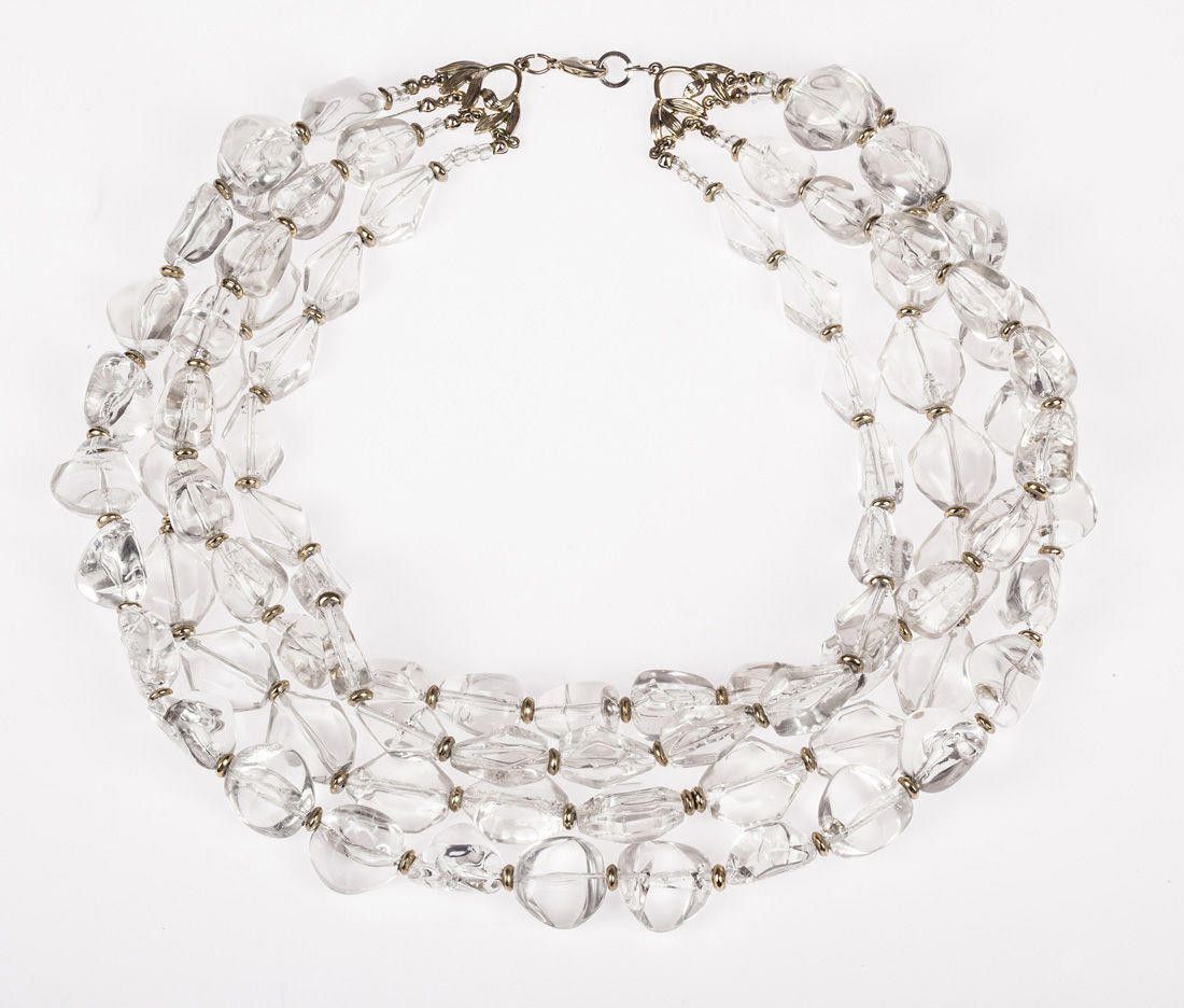 Designer Clear Lucite Nugget Bead Torsade Necklace Size ONE SIZE - 1 Thumbnail