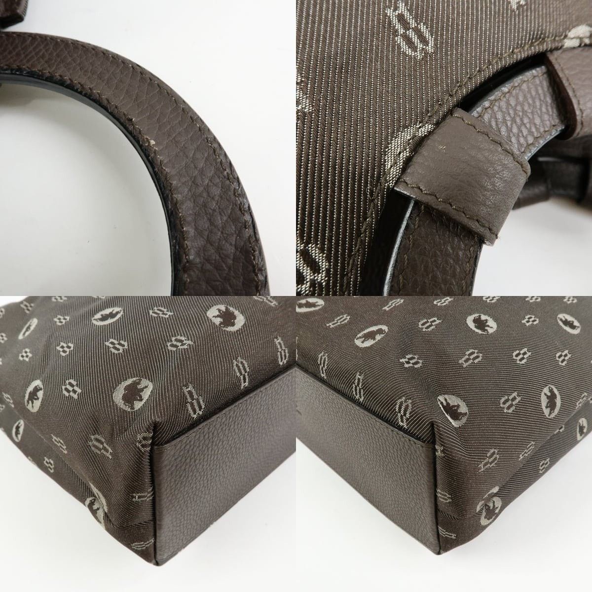 Huntington Hunting World Monogram Canvas & Leather Tote Brown Size ONE SIZE - 4 Thumbnail
