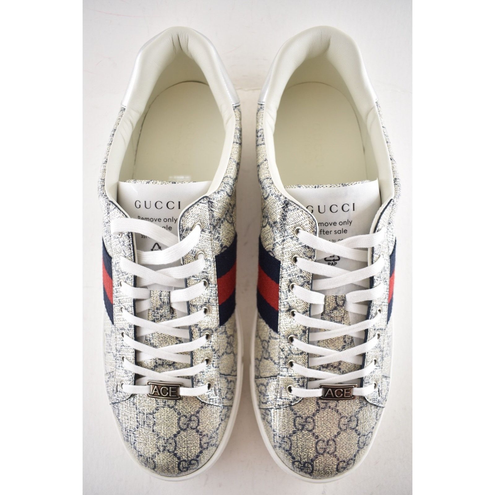 Gucci Gucci Ace GG Logo Supreme Canvas Beige Blue Silver Size US 13 / EU 46 - 11 Thumbnail