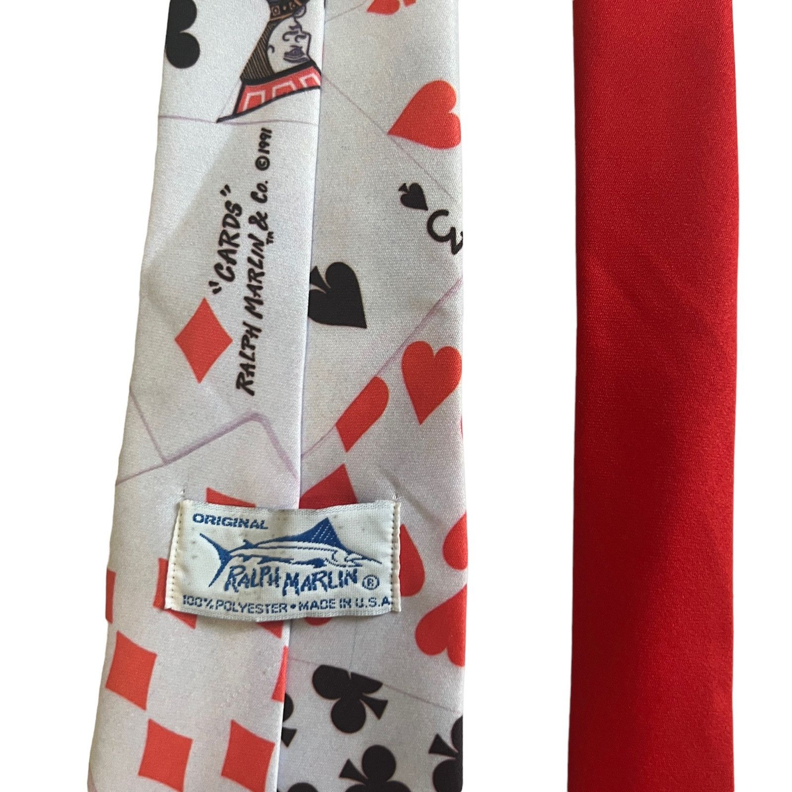 Ralph Marlin Ralph Marlin Vintage Red White Poker Playing Cards Neck Tie Size ONE SIZE - 5 Thumbnail