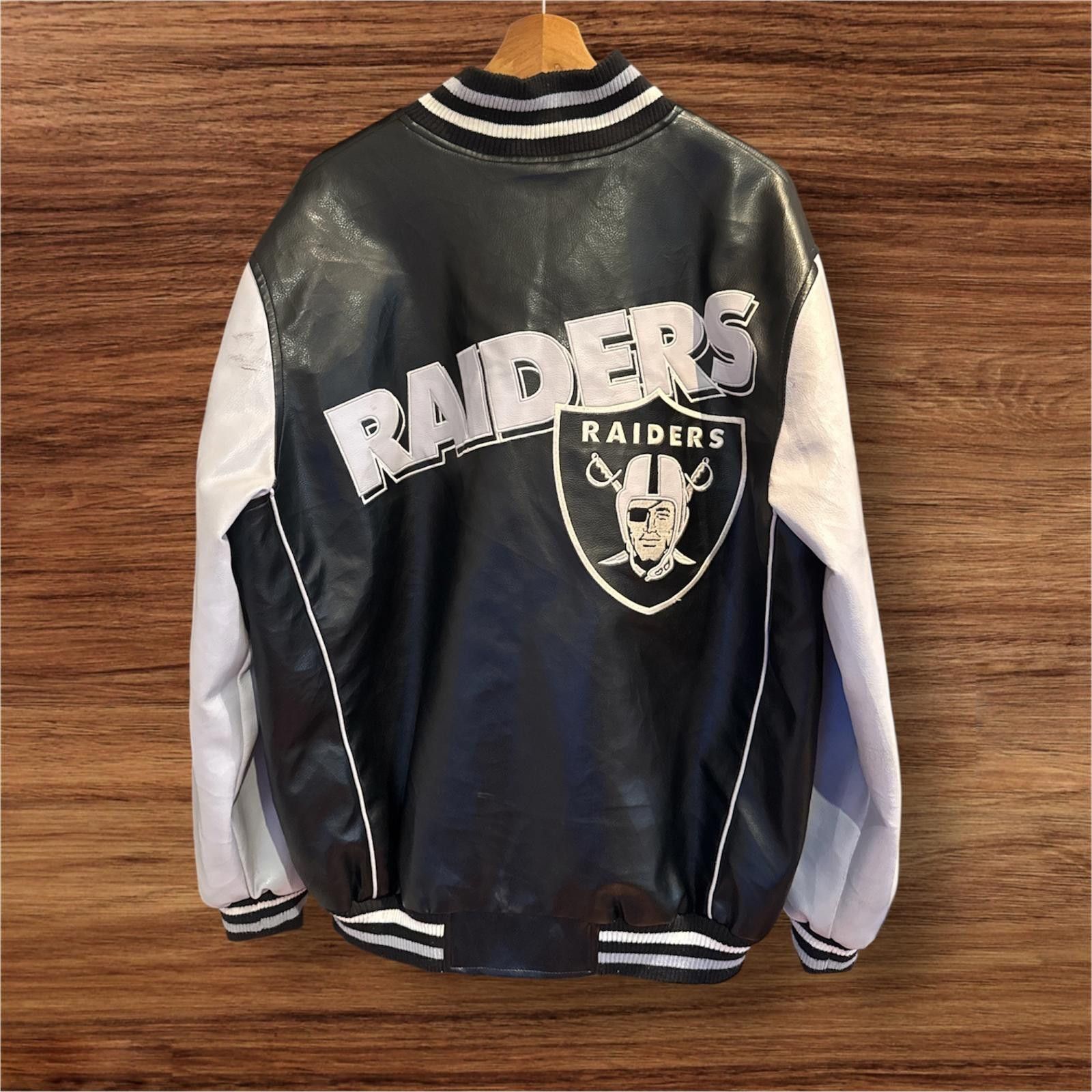 NFL Mens leather full embroidered NFL Raiders varsity jacket Size US L / EU 52-54 / 3 - 2 Thumbnail