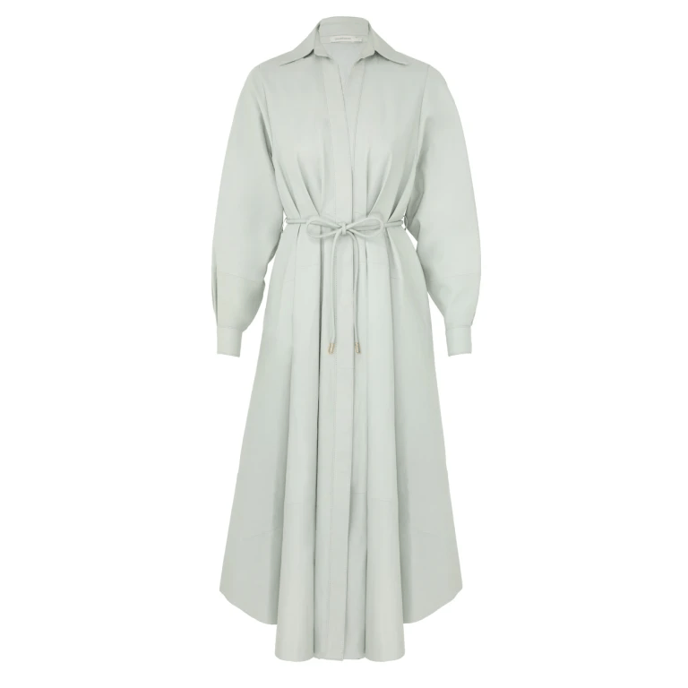 Zimmermann oc11z0525 Natura Leather Tuck Dress in Mint Size M / US 6-8 / IT 42-44 - 1 Thumbnail