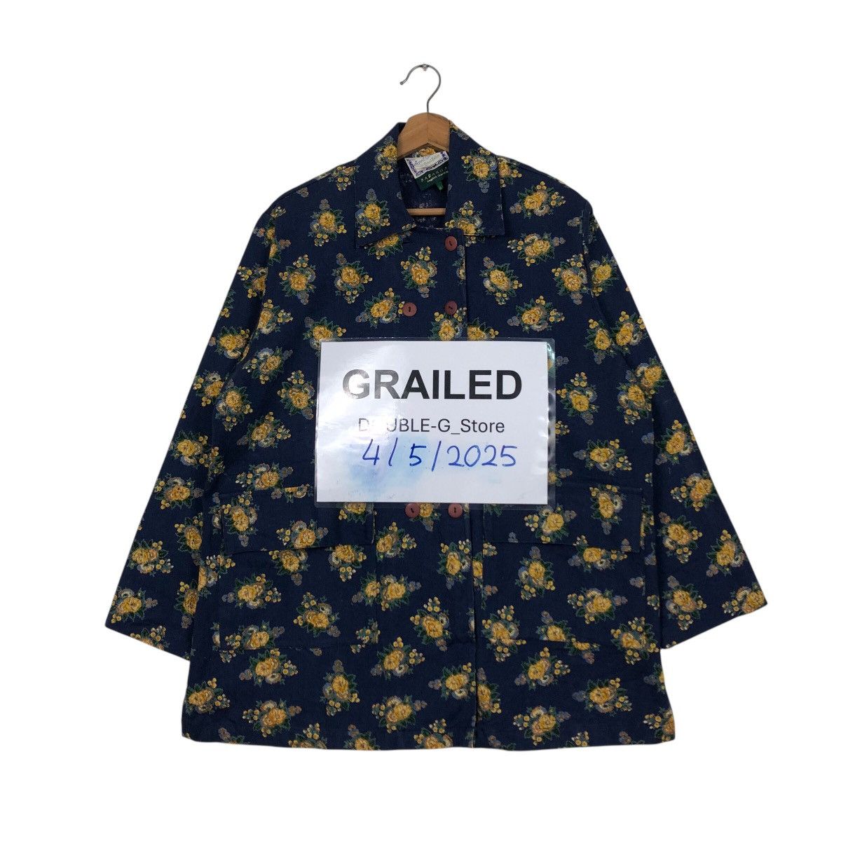 45rpm 📌Vintage Chore Jacket Button Floral Design Barakura English Size M / US 6-8 / IT 42-44 - 1 Thumbnail