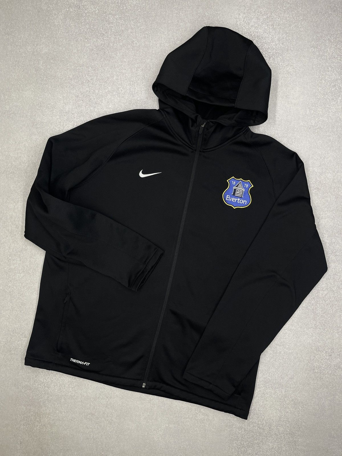 Nike Vintage Nike Everton Football Zip Hoodie Black Terma Fit Size US XXL / EU 58 / 5 - 1 Thumbnail