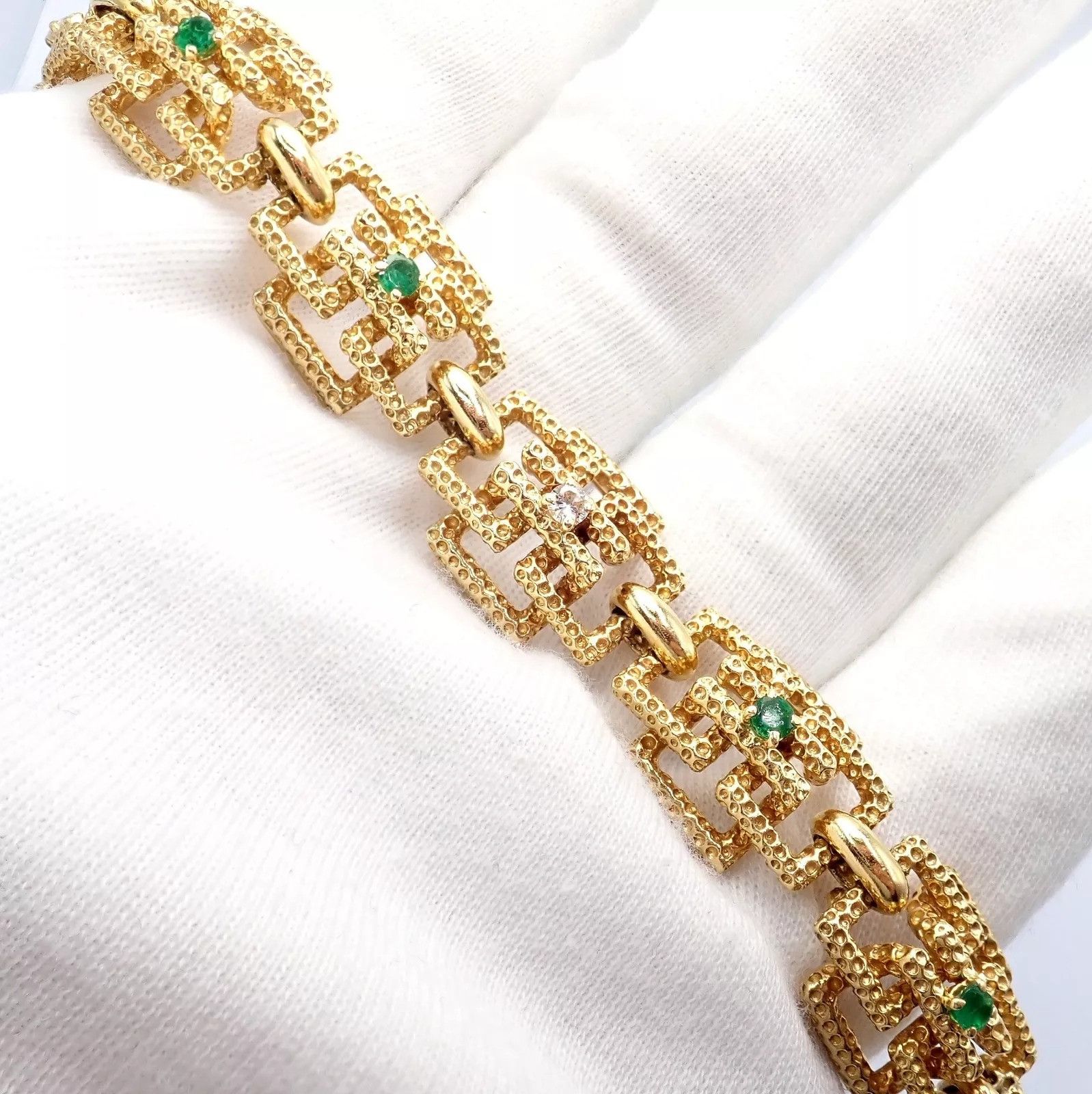 Tiffany & Co. Tiffany & Co France 18k Yellow Gold Diamond Emerald Bracelet Size ONE SIZE - 9 Thumbnail