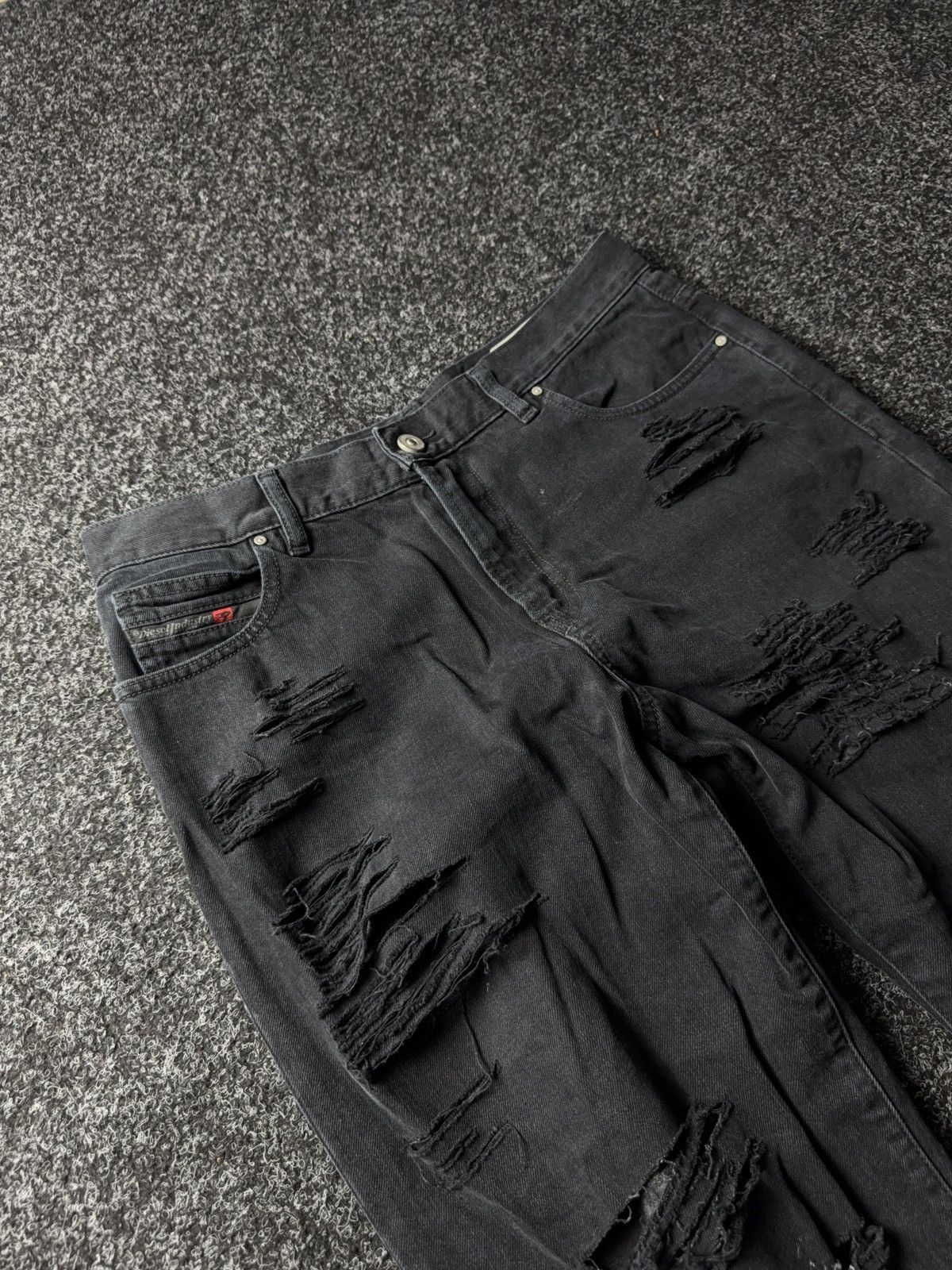 Diesel Luxury Y2K Diesel Niclah Heavy Distressed Washed Black Jeans Size 31" - 6 Thumbnail