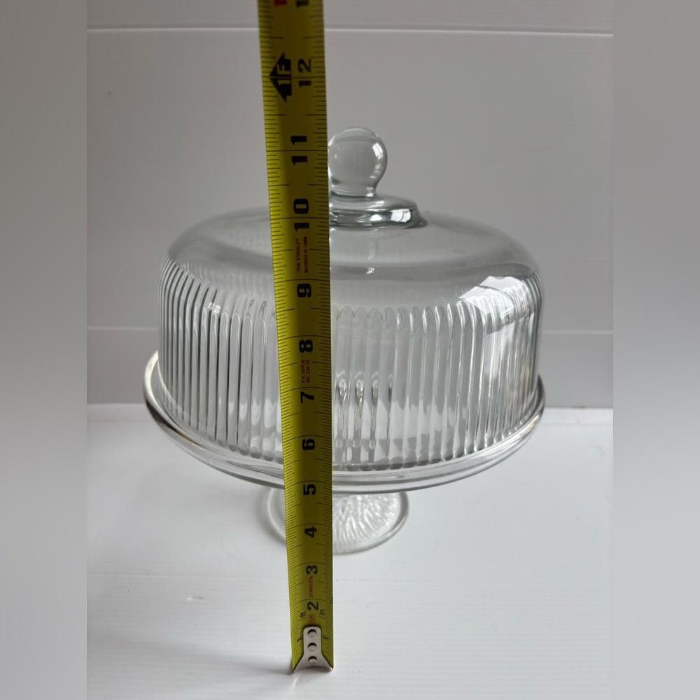 Designer Vintage Ribbed Glass Pedestal Cake Stand Size ONE SIZE - 3 Thumbnail