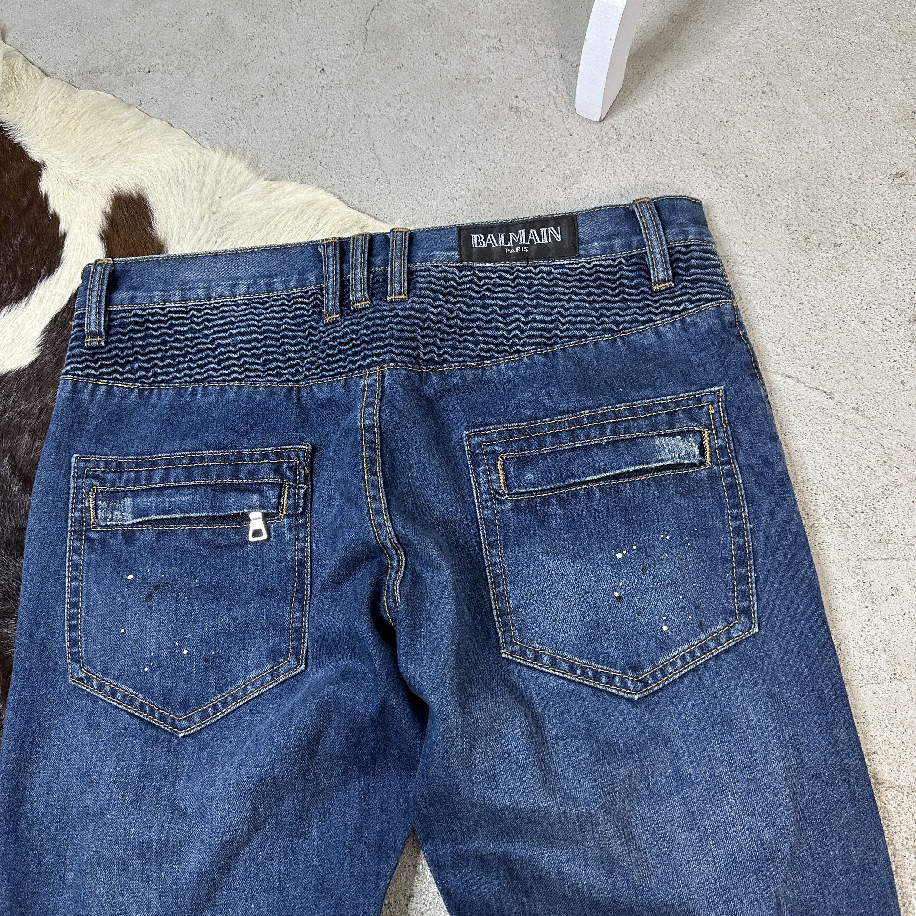 Vintage Balmain Biker Denim Jeans Size US 33 - 3 Thumbnail